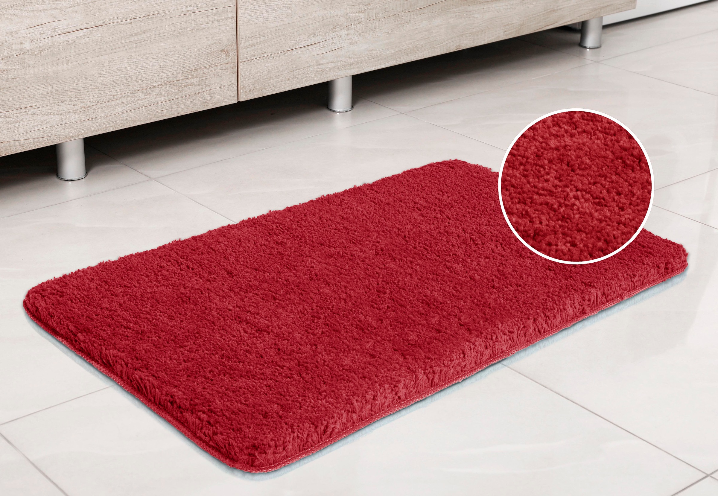 my home Badematte »Sanremo, Badvorleger, Badezimmer Teppich, sehr weich«, rutschhemmend beschichtet, fussbodenheizungsgeeignet-schnell trocknend, Badteppich, unifarben, rechteckig, rund & als 3-tlg. Set erhältlich