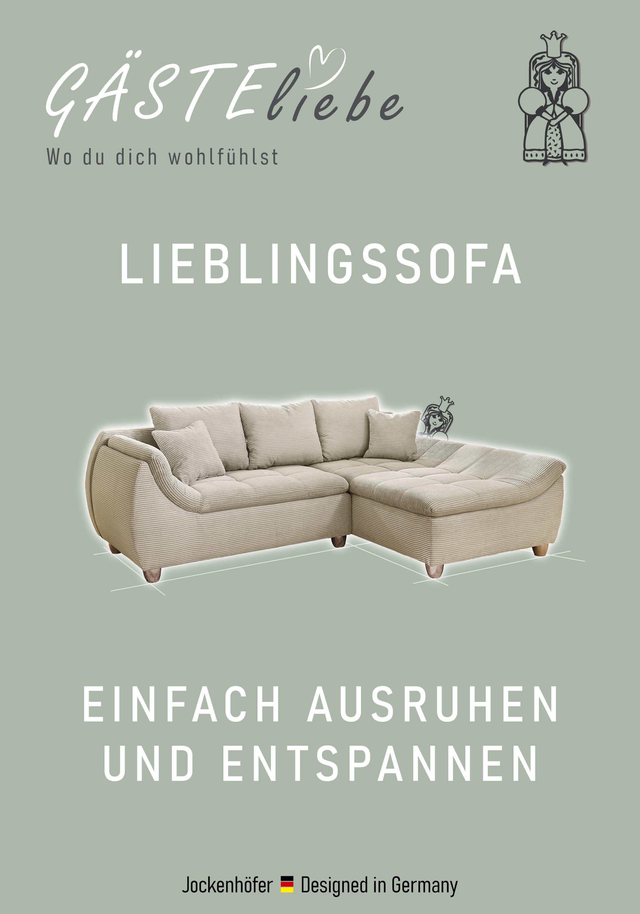 Jockenhöfer Gruppe Ecksofa "Genua L-Form, B: 250 cm" mit 2 Zierkissen