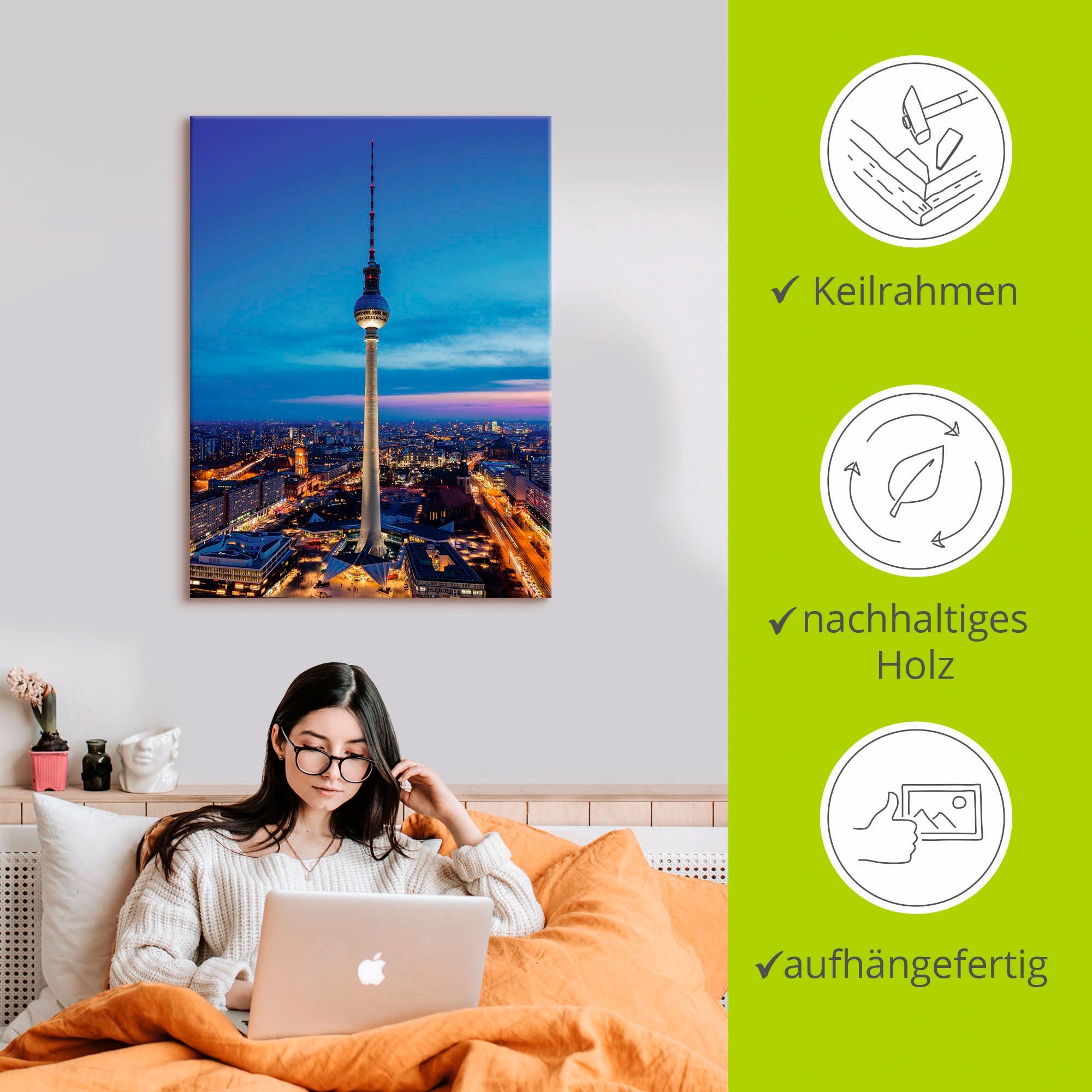 Artland Wandbild »Berlin Fernsehturm«, Deutschland, (1 St.), als Leinwandbild in verschied. Grössen