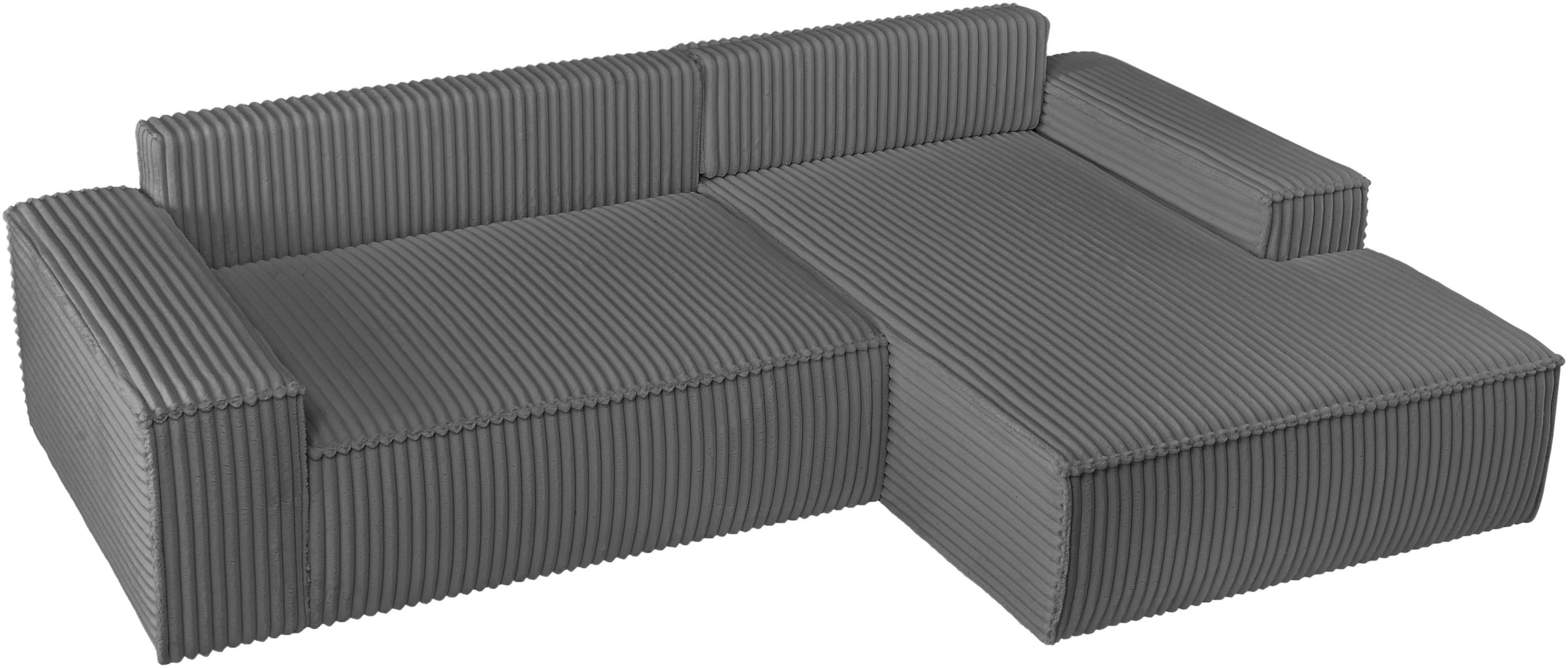 andas Ecksofa »Finnley Schlafsofa 267 cm in Bouclé, Struktur fein u. Cord, L-Form,«, Schlaffunktion m. Bettkasten (136/210 cm), Bouclé, Struktur und Cord