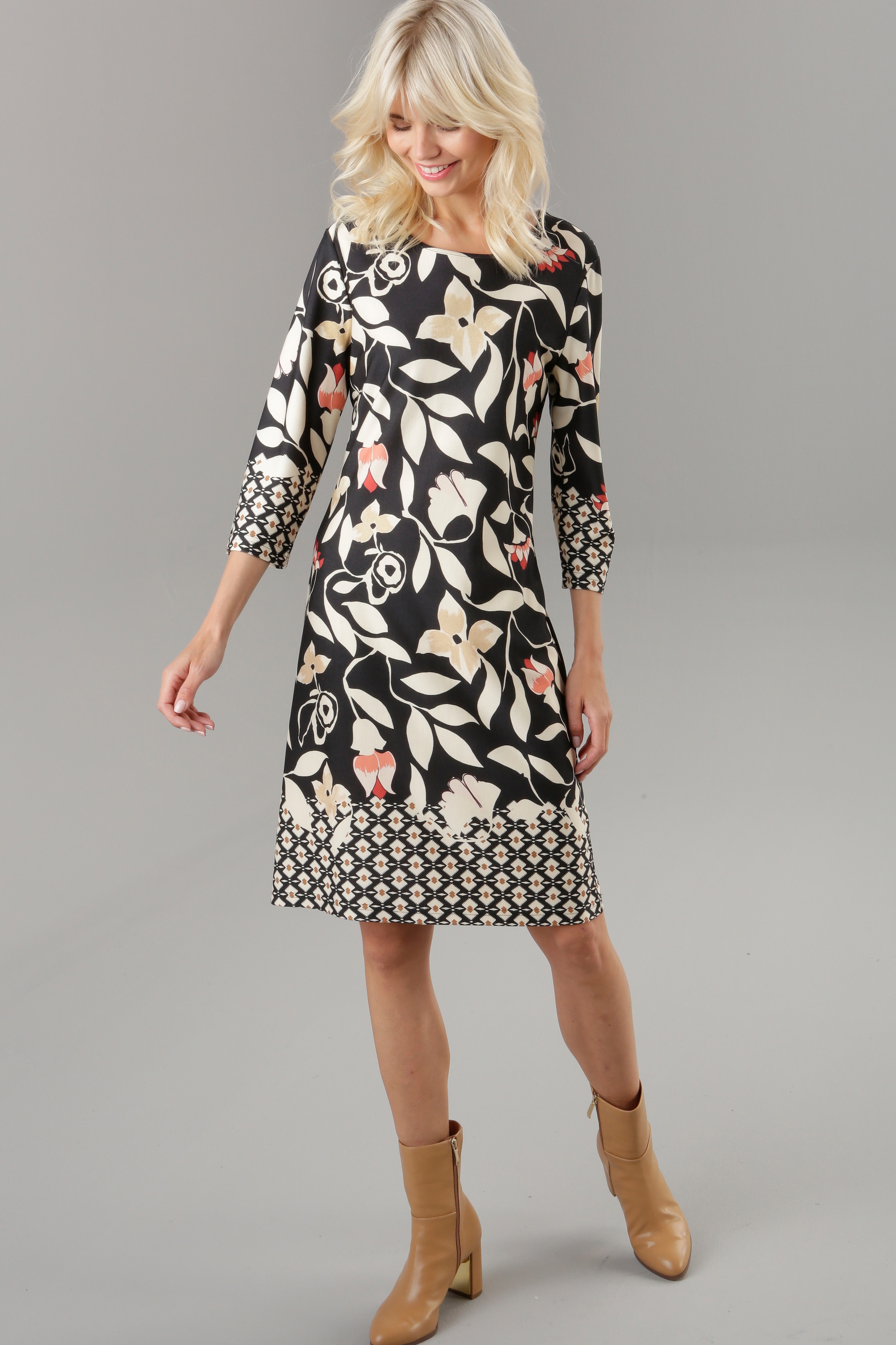 Aniston SELECTED Jerseykleid, mit | Jelmoli-Versand Bordüren online kaufen gemusterten