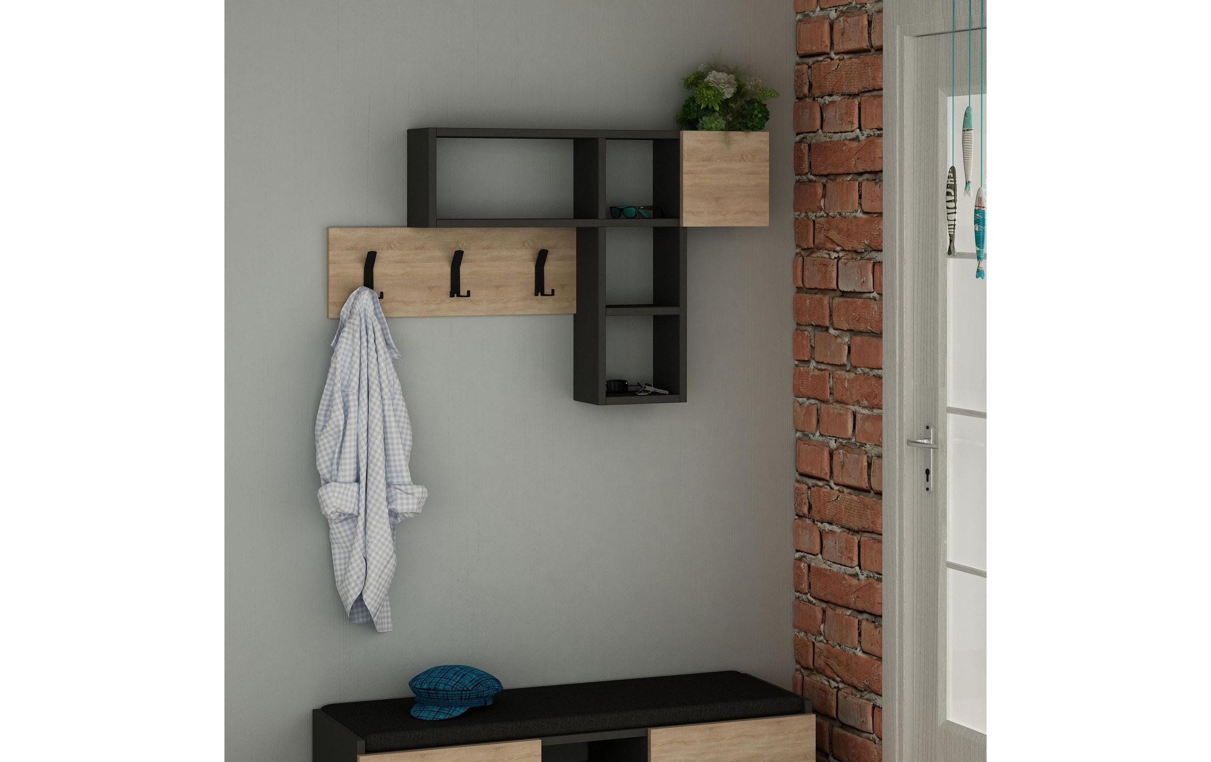 WOODY FASHION Garderobenleiste »Game – Sonoma Oak 99.5 cm x 61 cm«