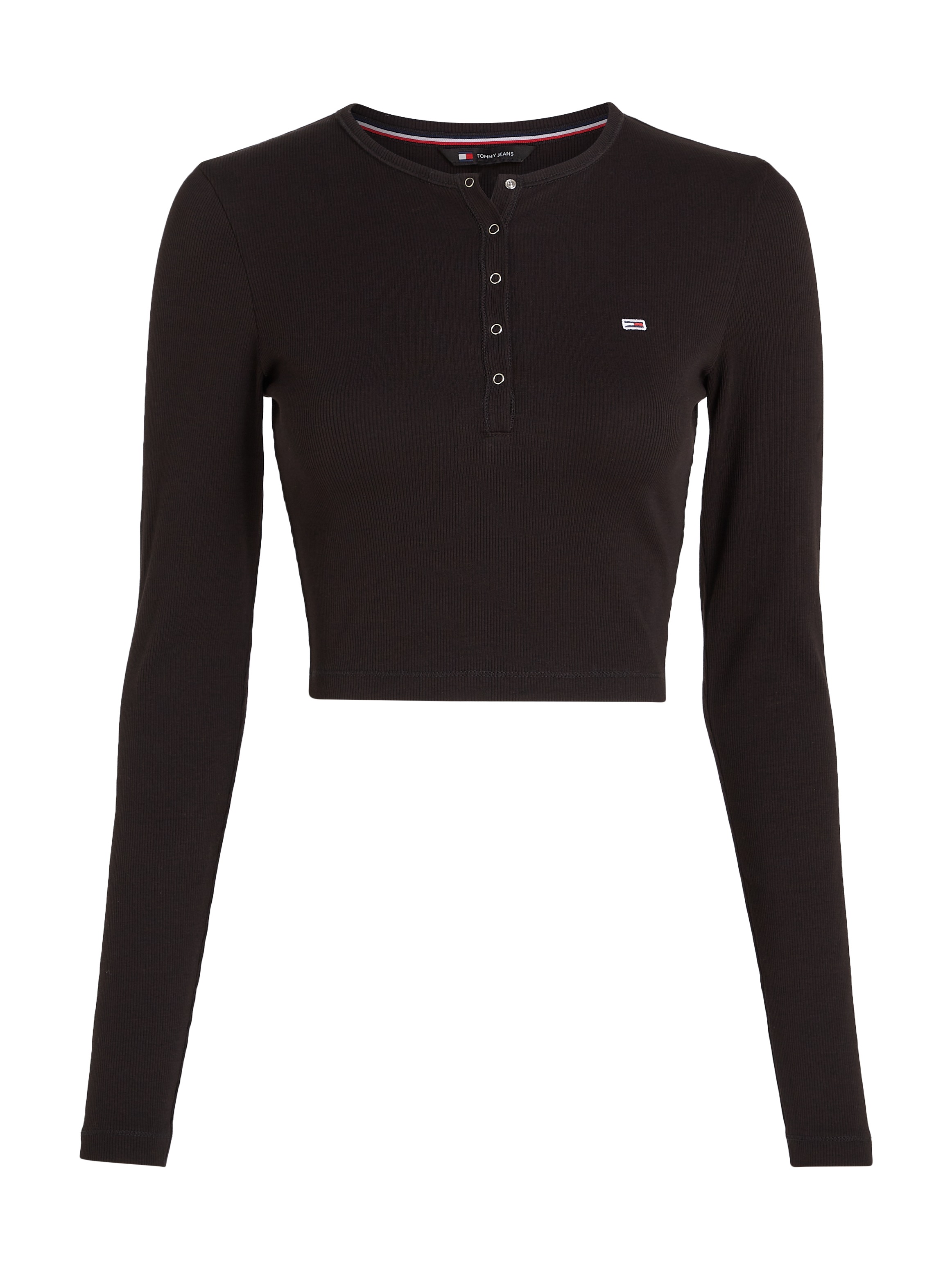 Tommy Jeans Langarmshirt »TJW CRP HENLEY TOP LS«, in modischer Cropped Form