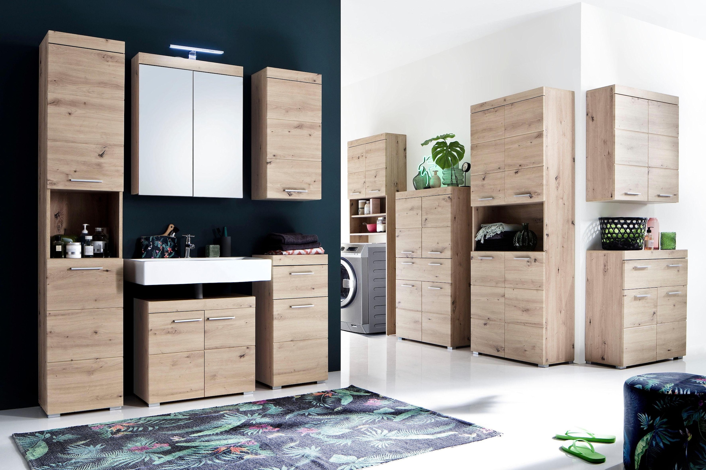 INOSIGN Midischrank »Avena«, Badschrank mit einer Schublade und 4 Türen - Masse (B/T/H) 73/31/130 cm