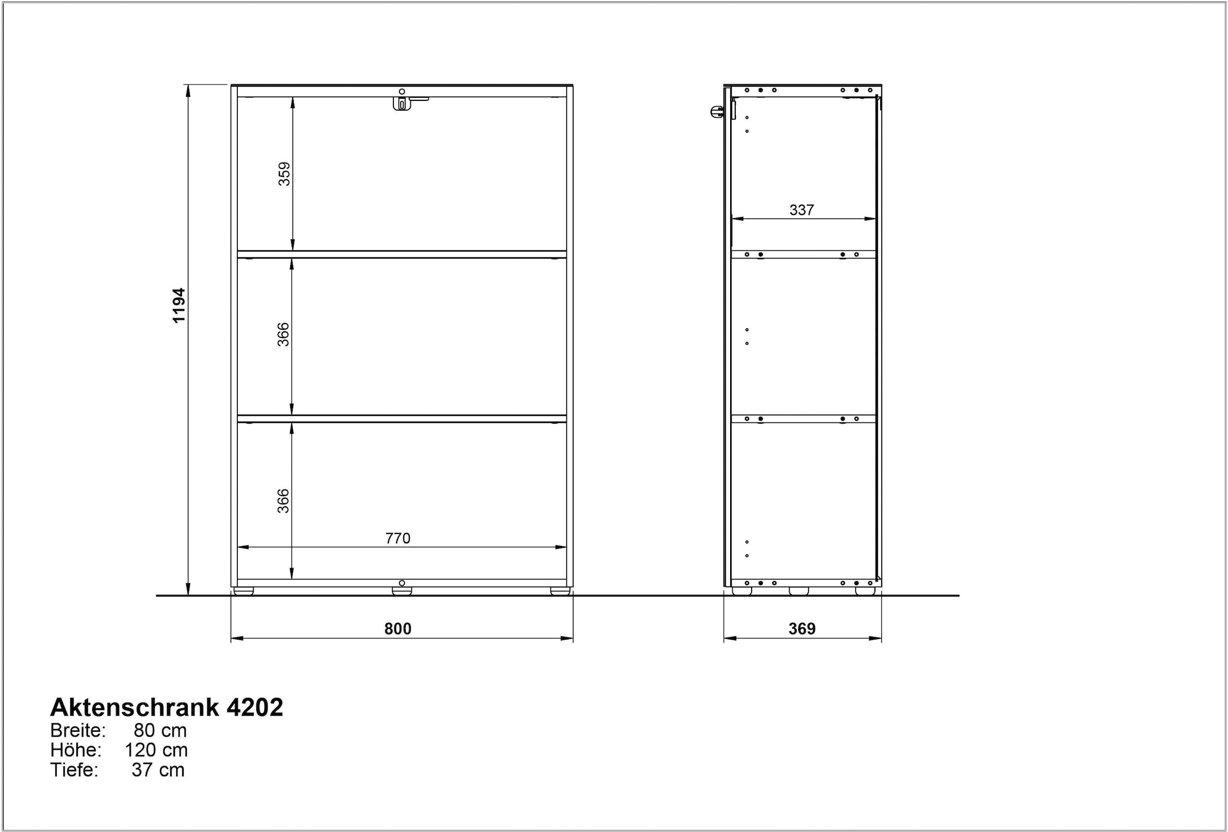 GERMANIA Aktenschrank »GW-Monteria«, (in 2 Höhen), Türen mit Glas-Auflage, abschliessbar, Breite 80 cm, Made in Germany