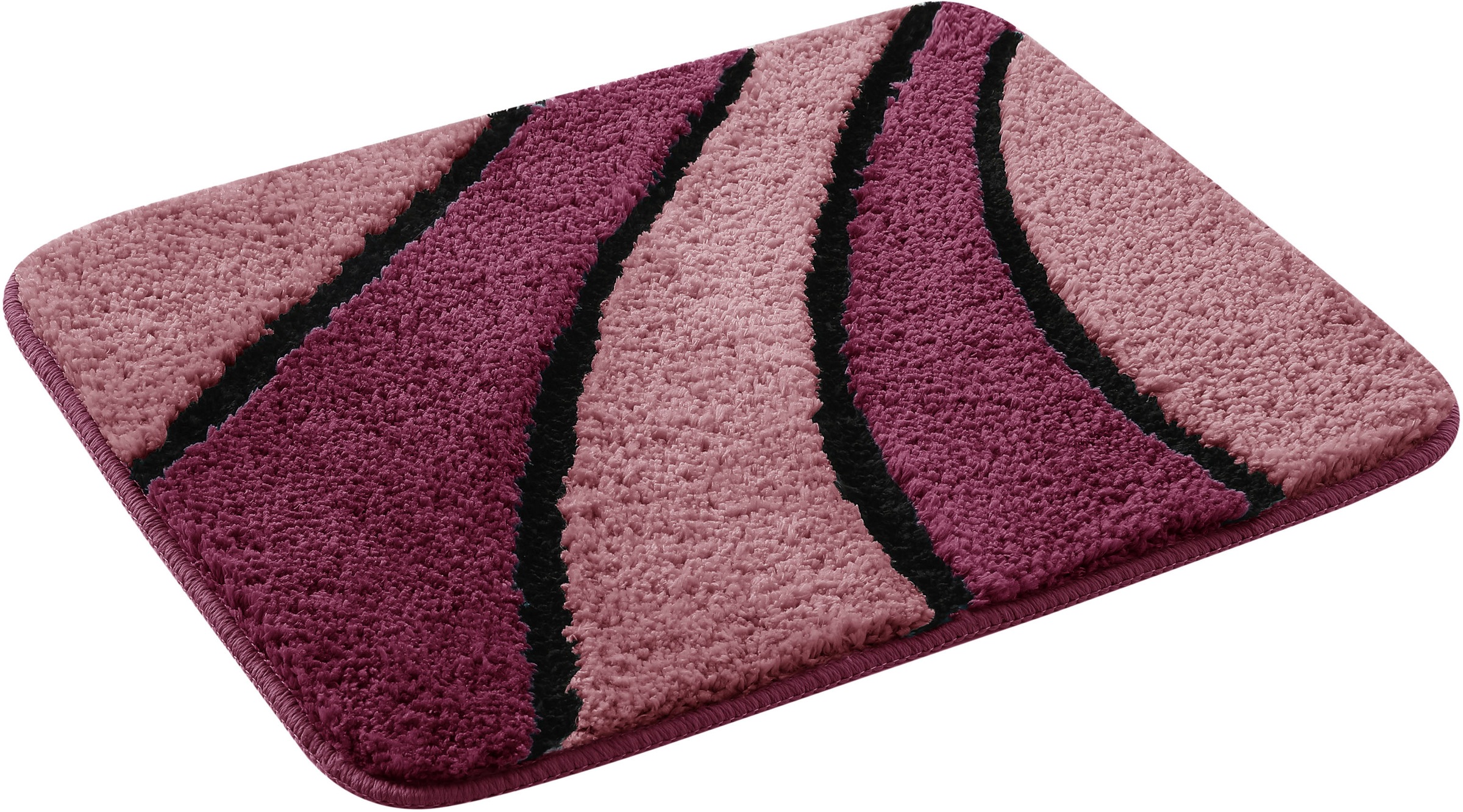 OTTO home Badematte "Anna, Badvorleger, Badezimmer Teppich" Höhe 16 mm rutschhemmend beschichtet fußbodenheizungsgeeignet  schnell trocknend Badteppich, Hoch Tief Effekt, Modern, Weich, Wellen