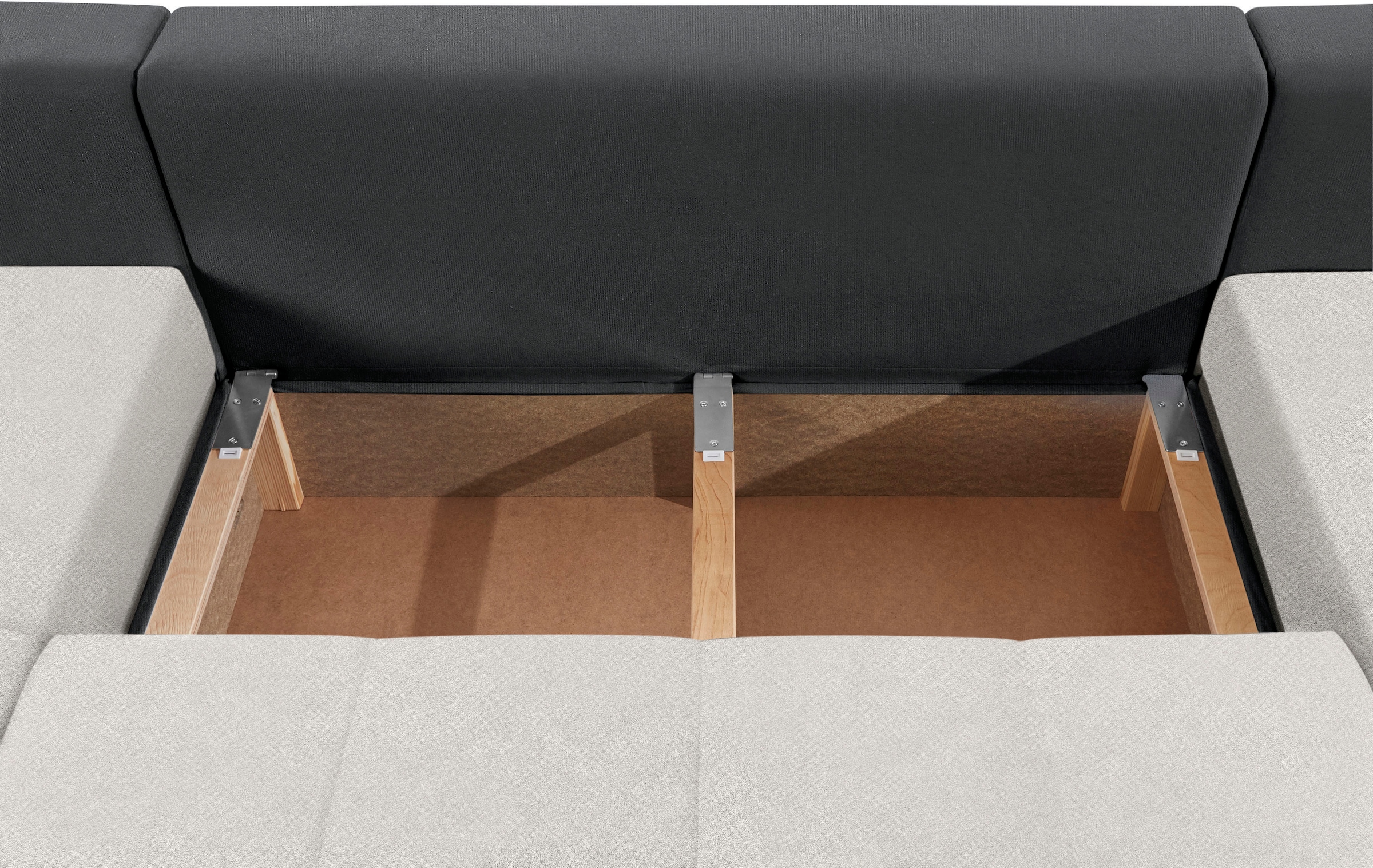 COLLECTION AB Wohnlandschaft »XXL-Josy U-Form, Breite 333 cm, mit 2 Recamieren 77 & 97 cm«, inkl. Bettfunktion, Bettkasten, mit 5 gleich grossen Rückenkissen