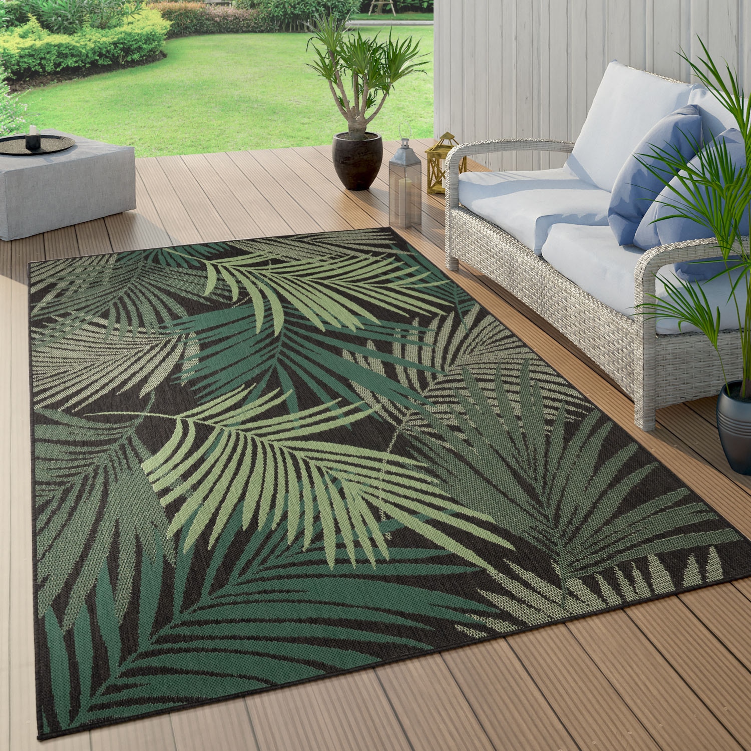 Paco Home Teppich »Ostende 534«, Flachgewebe, online Palmenblätter, Jelmoli-Versand Motiv rechteckig, Outdoor geeignet, | Wohnzimmer In- und kaufen