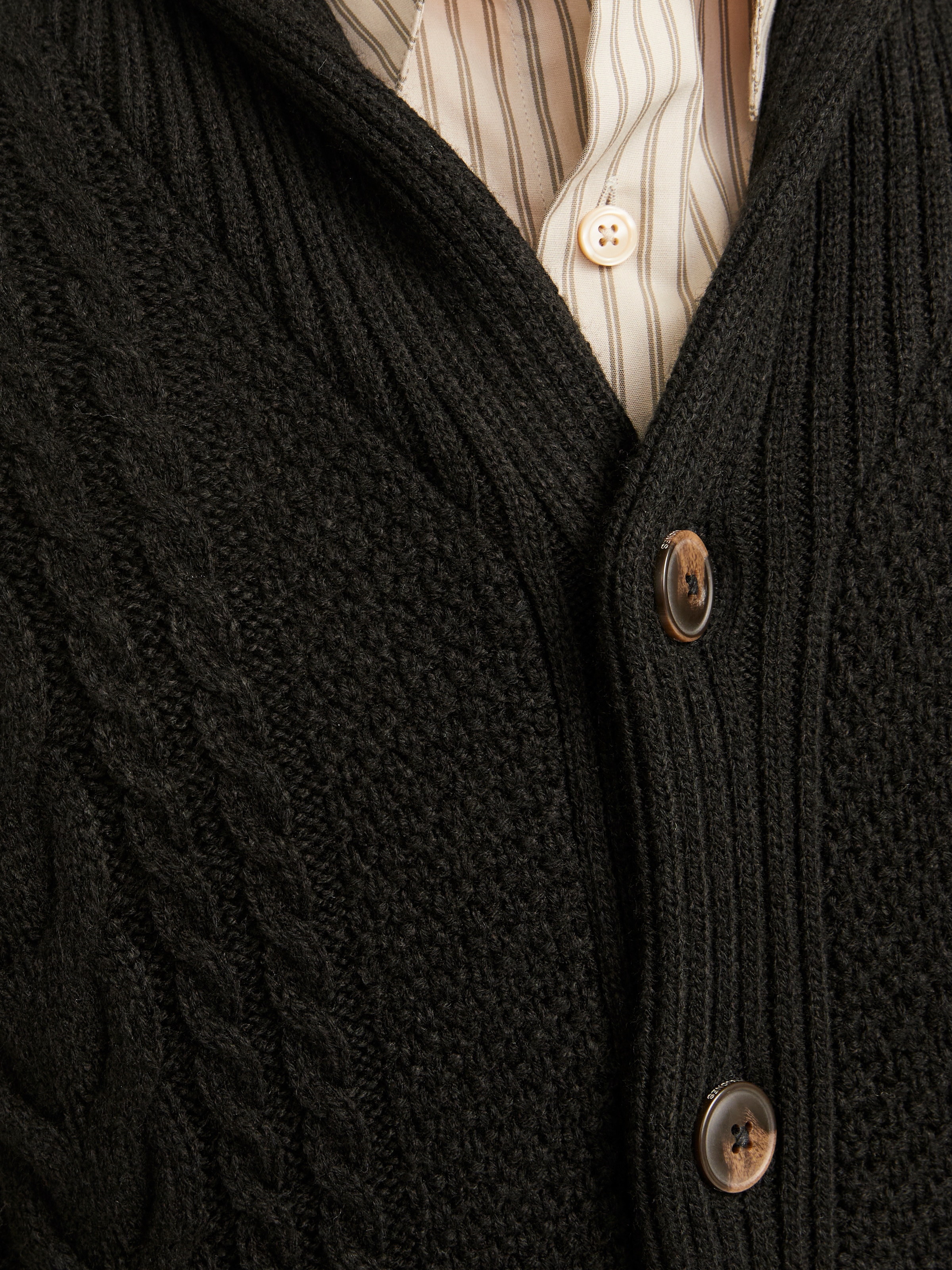 Jack & Jones Strickjacke »JJCRAIG KNIT SHAWL NECK AW24«, mit Schalkragen und Zopfmuster