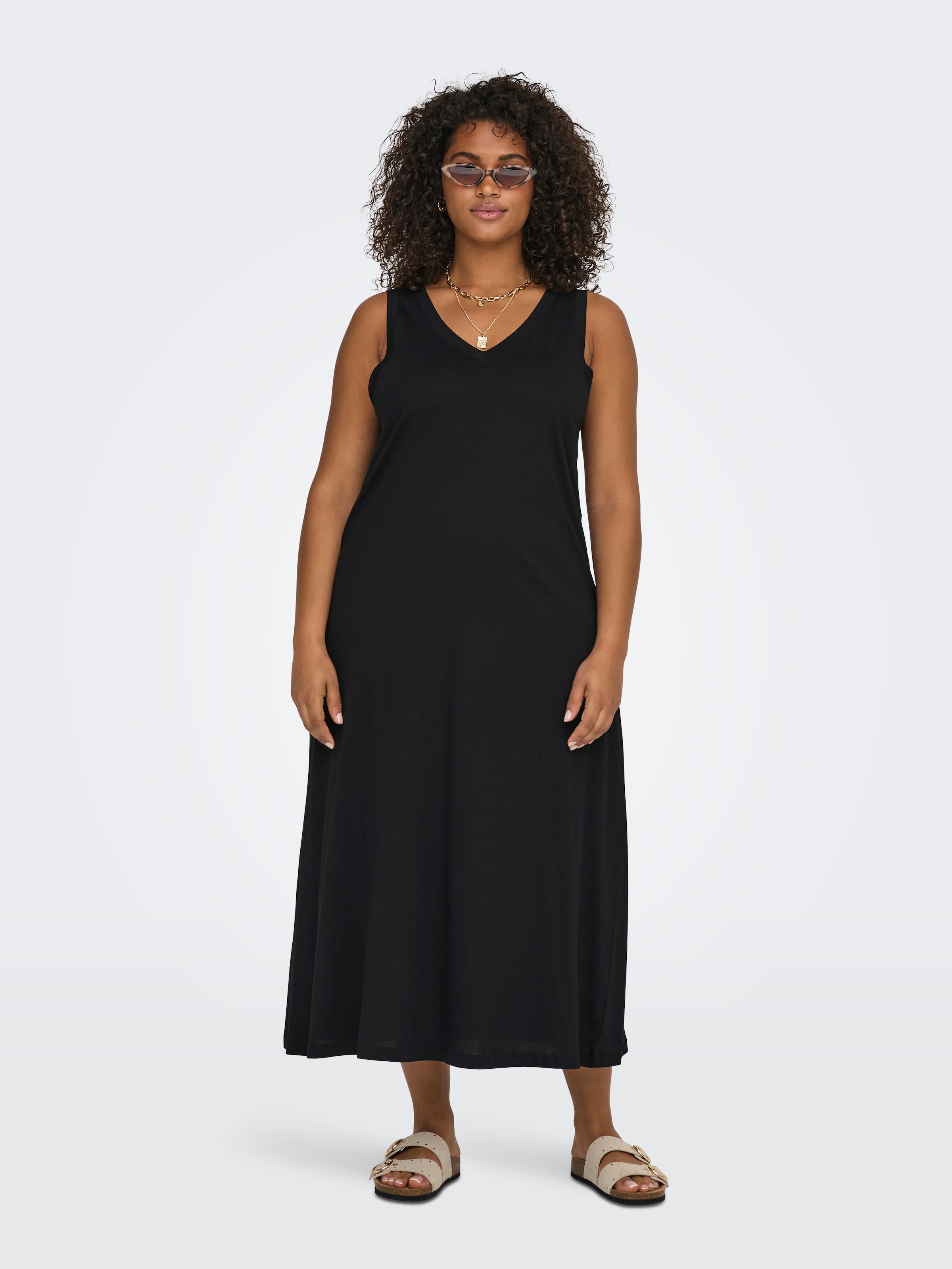 ONLY CARMAKOMA Shirtkleid »CARMAY LIFE S/L CALF V-NECK DRESS JRS«