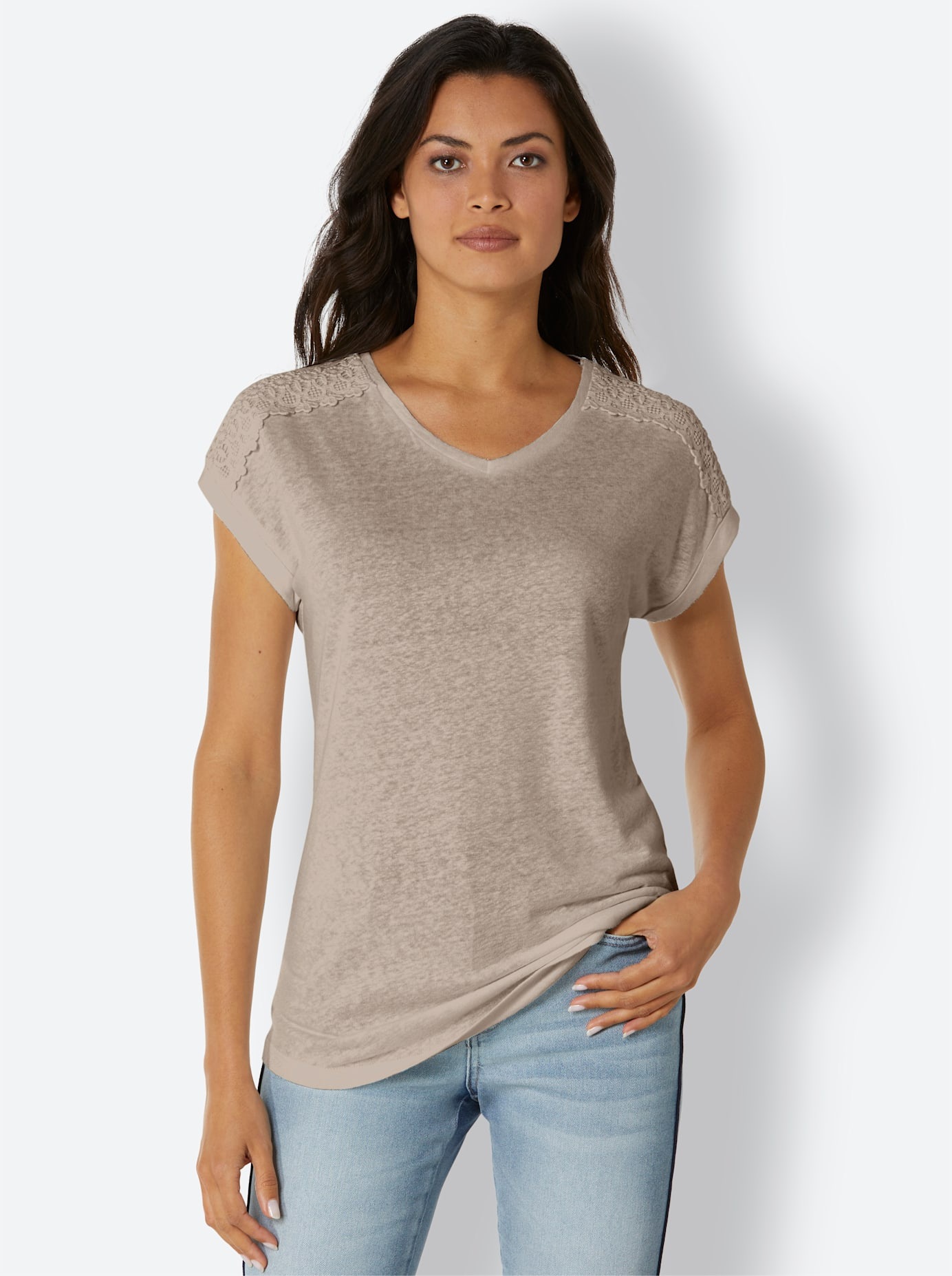 CREATION L PREMIUM V-Shirt »Leinen-Viskose-Shirt« 1 Stk.