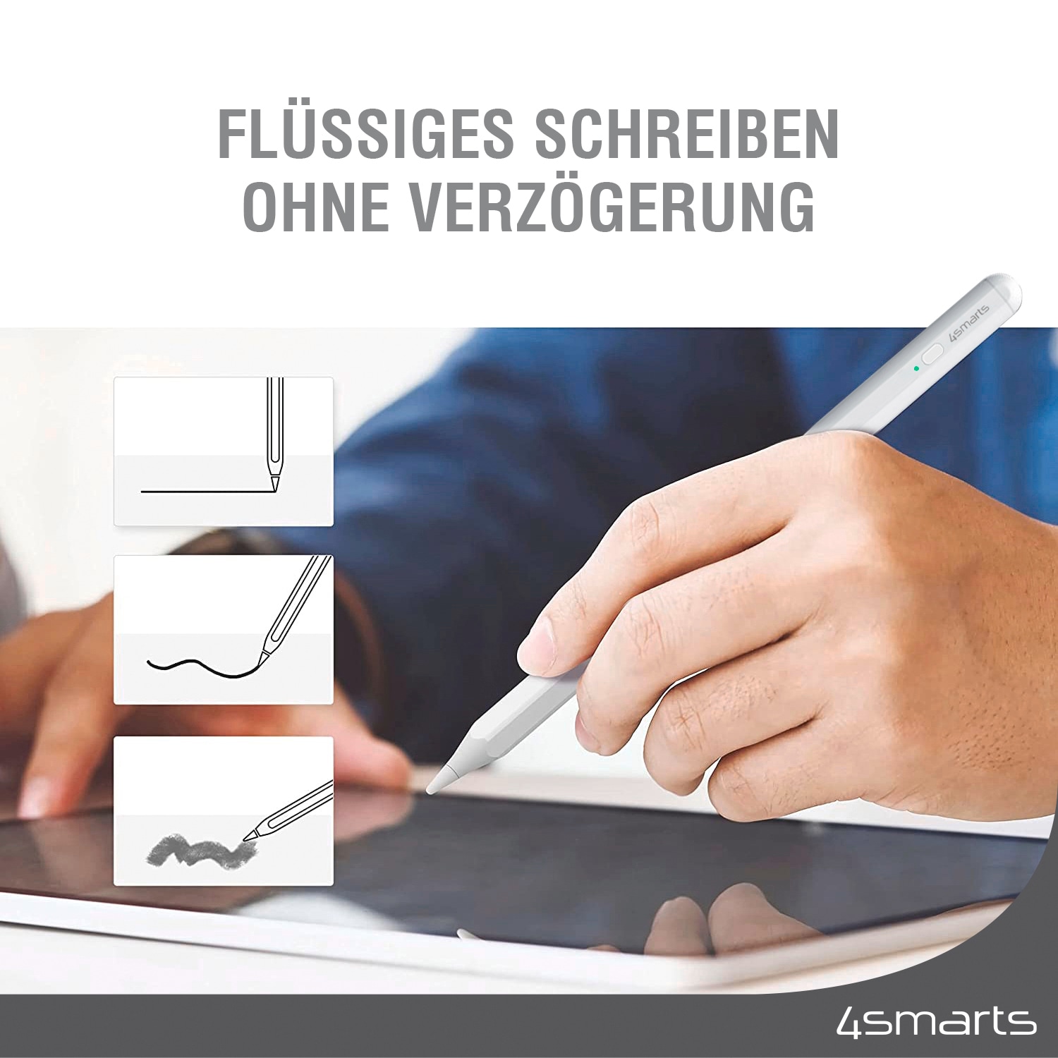4smarts Eingabestift »Pencil Pro 3 für Apple iPad / iPad Pro«, aktiver Eingabestift, kapazitiv, USB-C