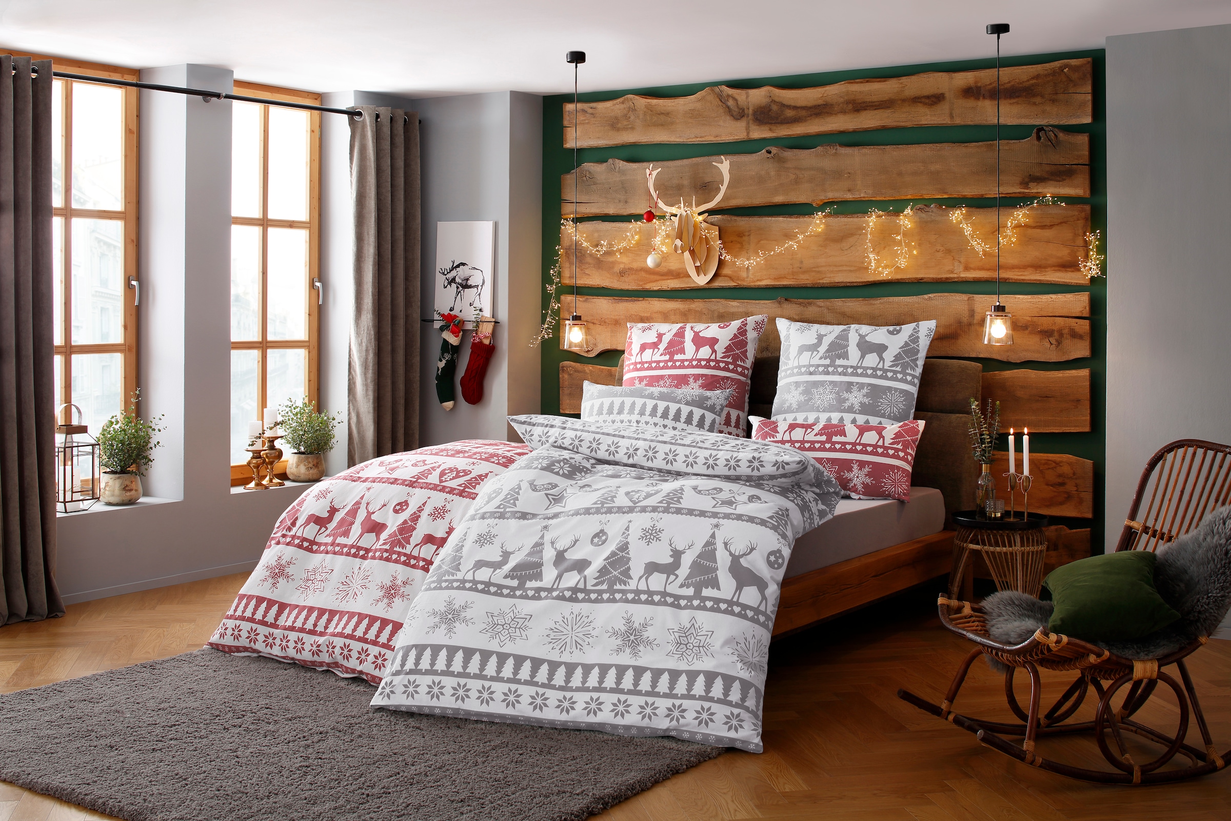 my home Bettwäsche »Sindbad«, (2 tlg.), aus 100% Baumwolle, Biber (Flannell) Qualität, Bett- und Kopfkissenbezug mit Knöpfen, Bettwäsche Set unterstützt die Initiative Cotton made in Africa, Made in Green zertifiziert