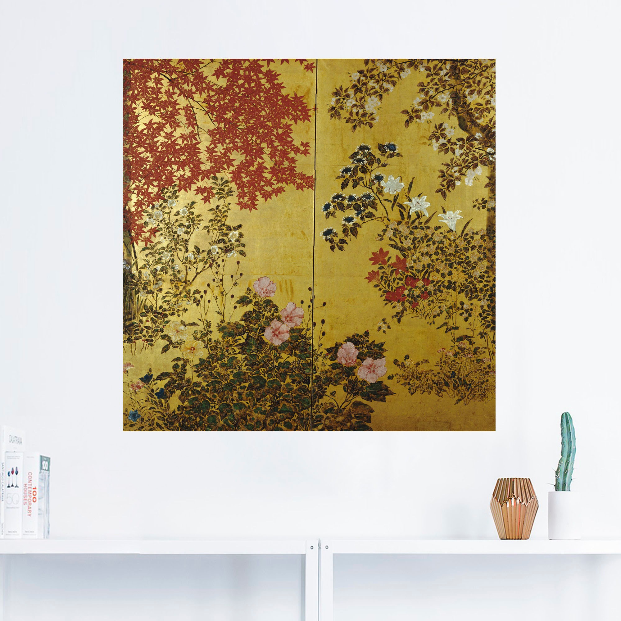 Artland Wandbild »Japanischer Wandschirm 18. Jahrhundert«, Pflanzen, (1 St.), als Leinwandbild, Poster, Wandaufkleber in verschied. Grössen