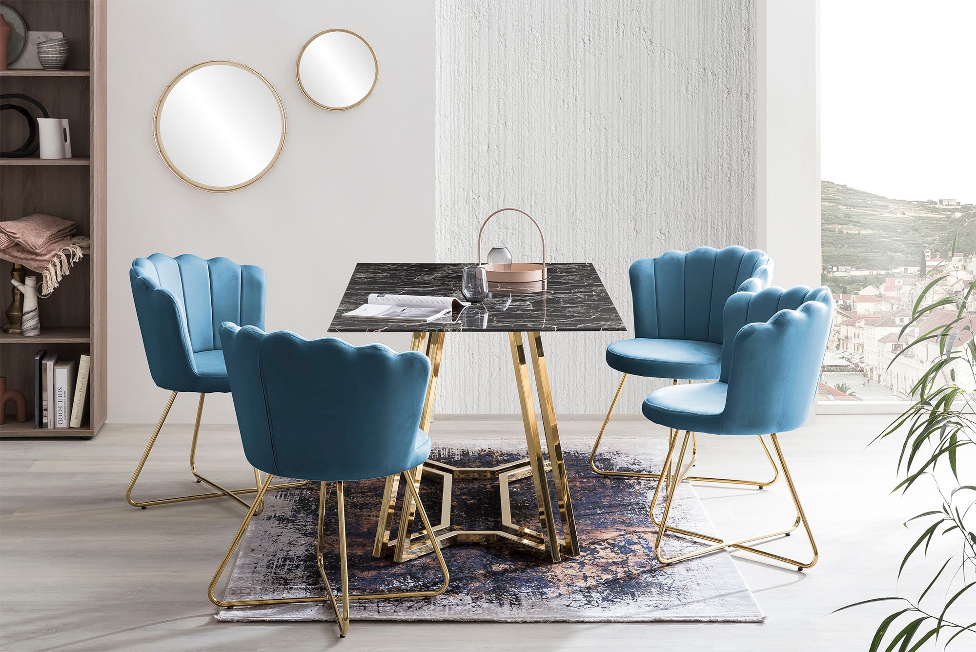 SalesFever Polsterstuhl, (Set), 2 St., Samt, Muschel-Design