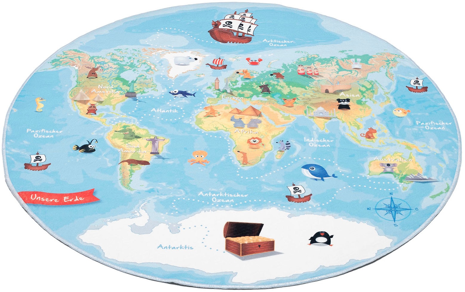 Böing Carpet Kinderteppich »Weltkarte«, rund, bedruckt, Motiv Weltkarte,  waschbar, Kinderzimmer online kaufen | Jelmoli-Versand