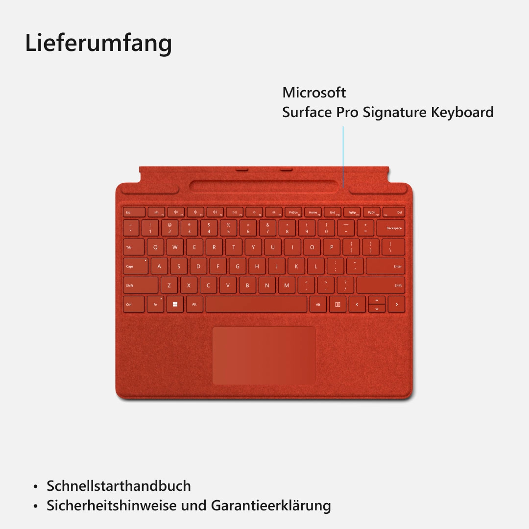 Microsoft Tastatur »Surface Pro Signature Keyboard 8X6-00025«, Tastatur mit Touchpad, Type Cover Ortler rot