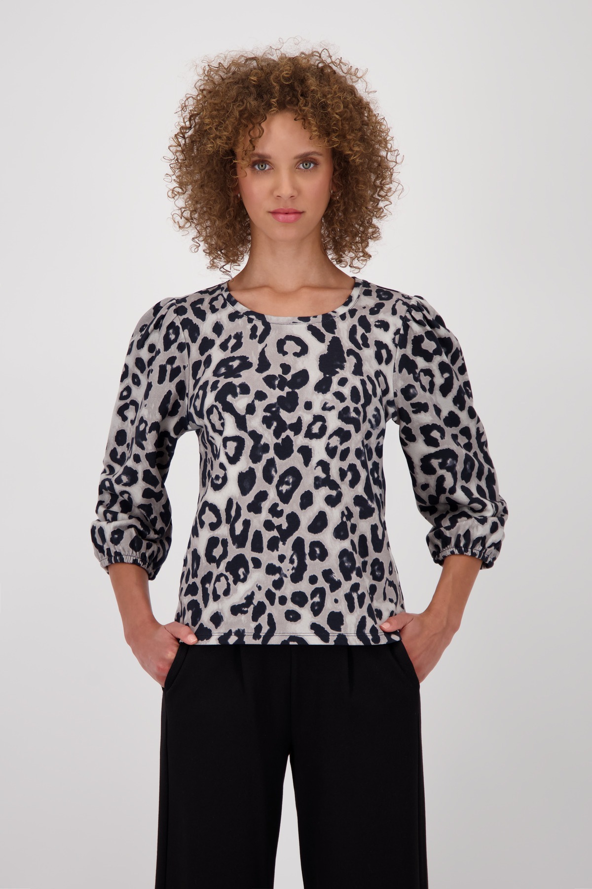 Monari Sweater »Sweatshirt Leodruck Allover«, Mit Rundhalsausschnitt