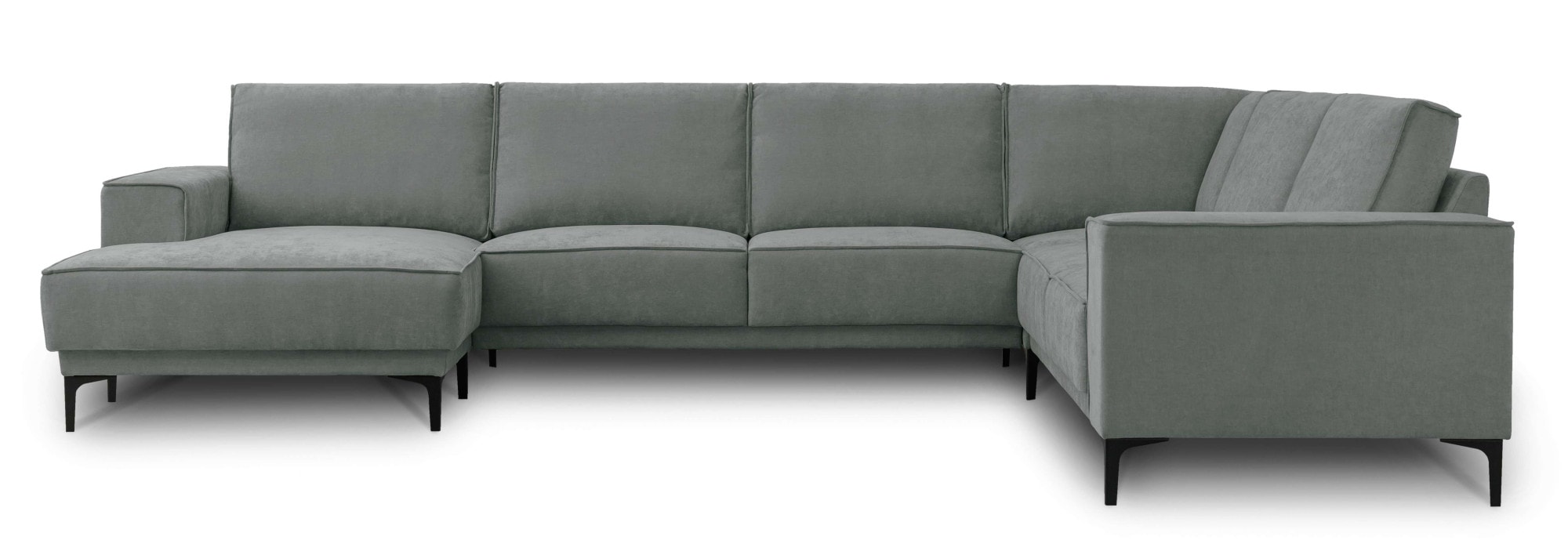 Places of Style Wohnlandschaft »XXL Sofa Oland, Struktur, Flachgewebe, Luxus-Microfaser, Boucle«, U-Form, 342 cm, Wellenunterfederung, Skandi-Design, Metallfüsse