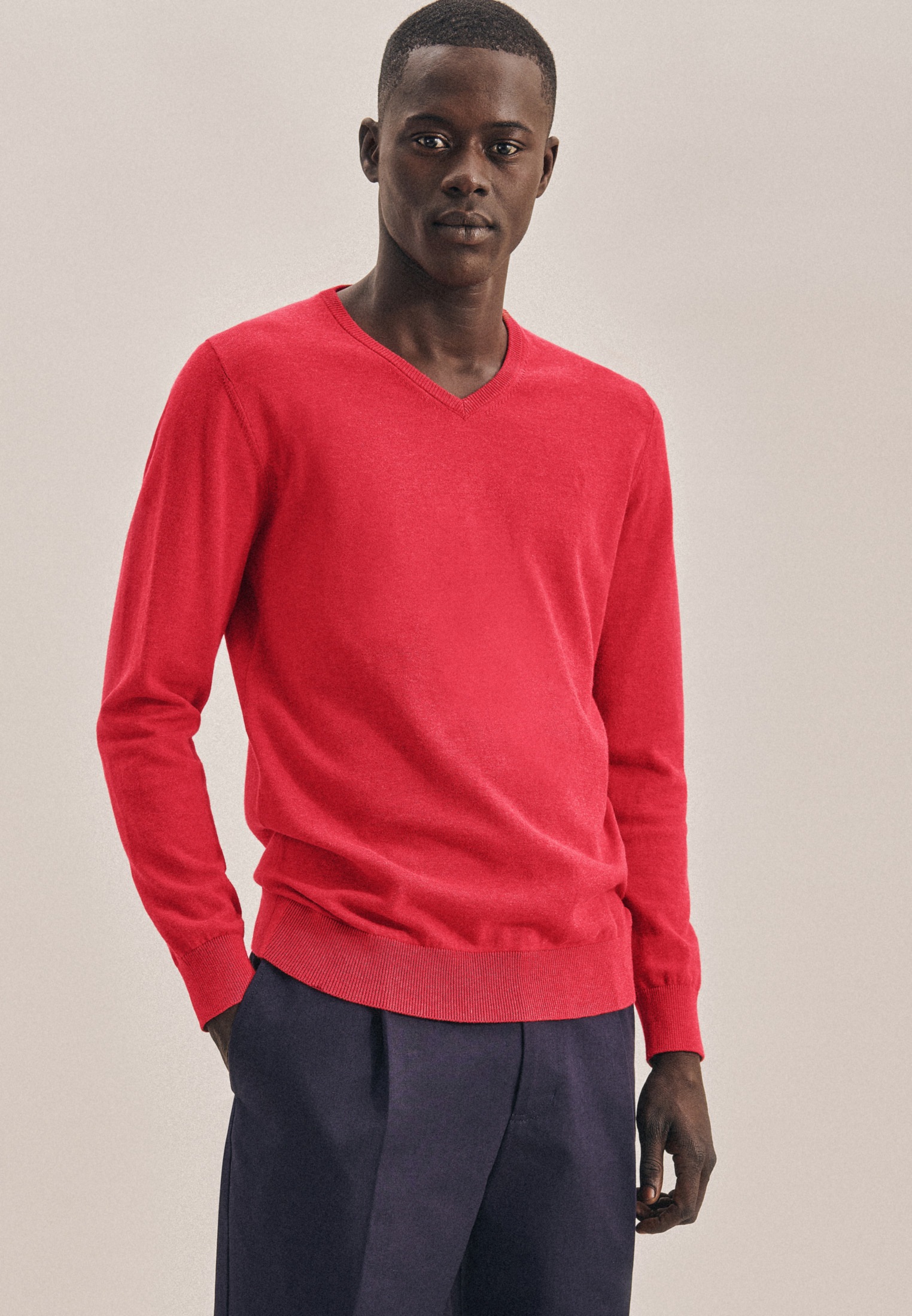seidensticker Strickpullover »Schwarze Rose« Langarm V-Neck Druck