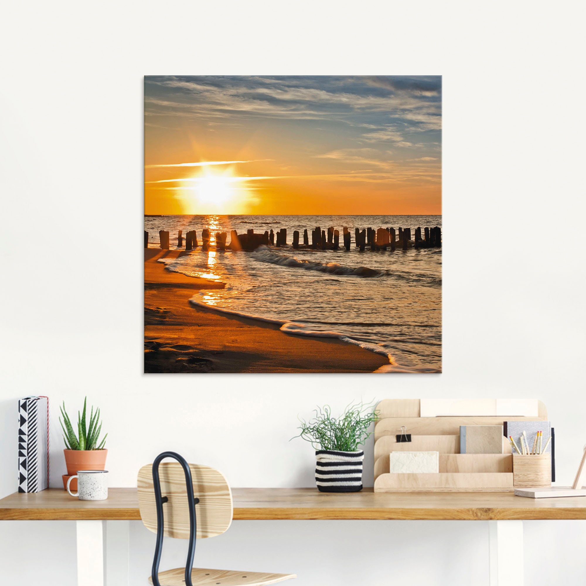 Artland Glasbild »Schöner Sonnenuntergang am Strand«, Strand, (1 St.), in verschiedenen Grössen