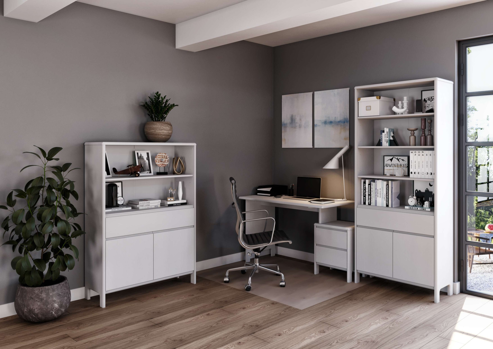 Home affaire Schreibtisch »Luven, Computertisch,«, zertifiziertes Massivholz, mit 2 Schubkästen, Breite 120-140 cm