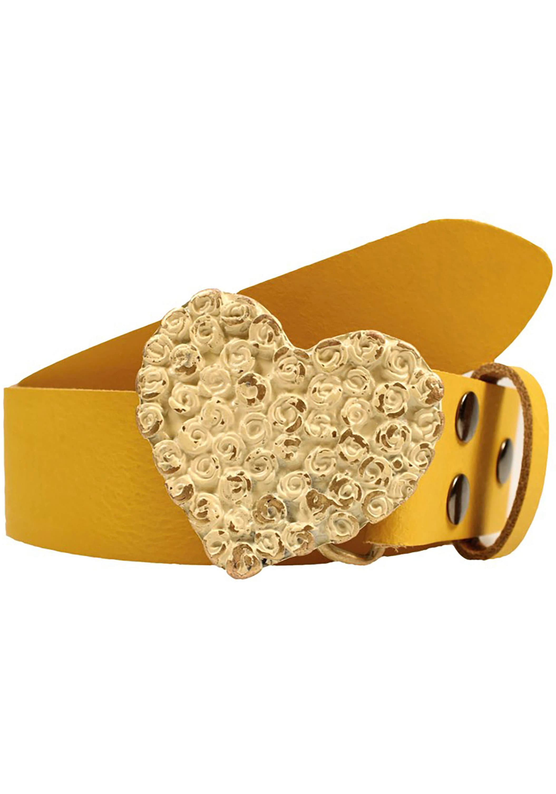 RETTUNGSRING by showroom 019° Ledergürtel mit austauschbarer Schliesse »Rosenherz Antik Gold«