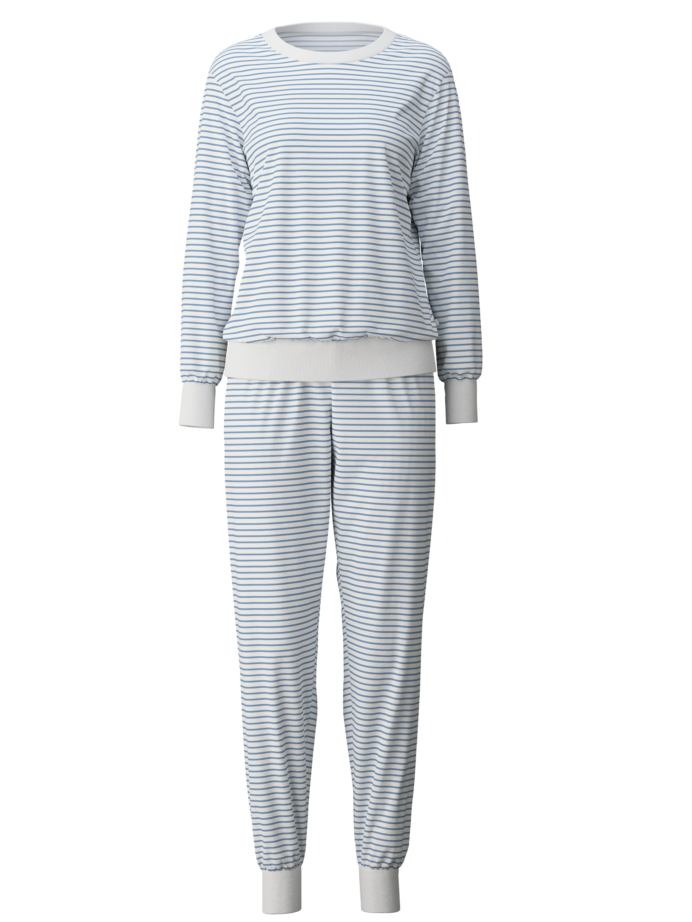 CALIDA Schlafanzug »Cotton Stripes«, (2 tlg.), mit weichen Rippbündchen an den Abschlüssen