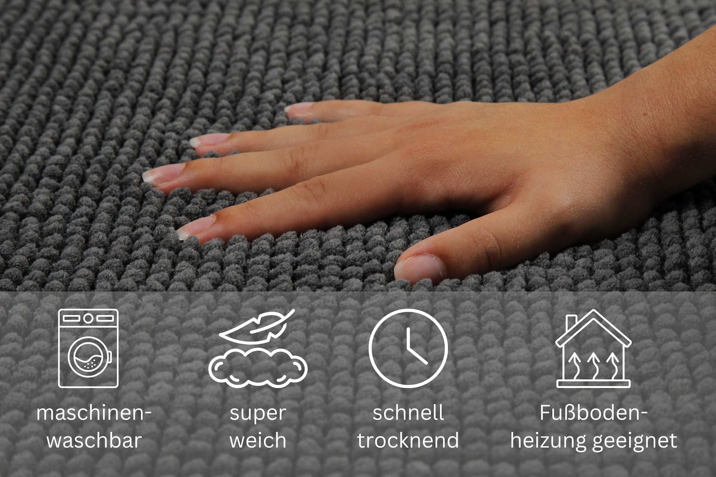 my home Badematte »Kaelan, weicher Chenille«, rutschhemmend beschichtet, fussbodenheizungsgeeignet, Badvorleger, Badteppich weiches Chenille, pastellfarben, Badezimmer