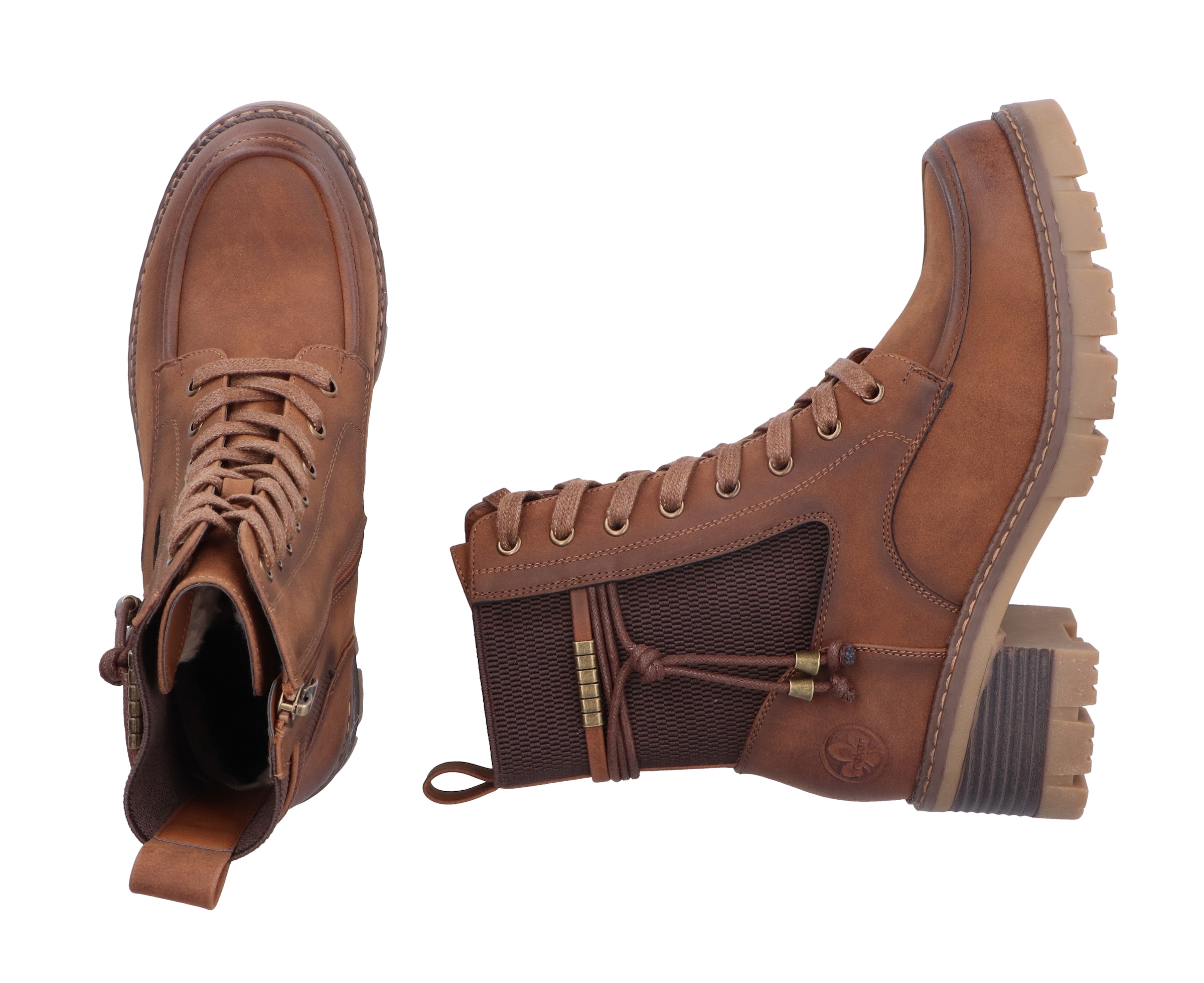 Rieker Winterstiefelette, Schnürboots, Stiefelette, Blockabsatz, mit Reissverschluss