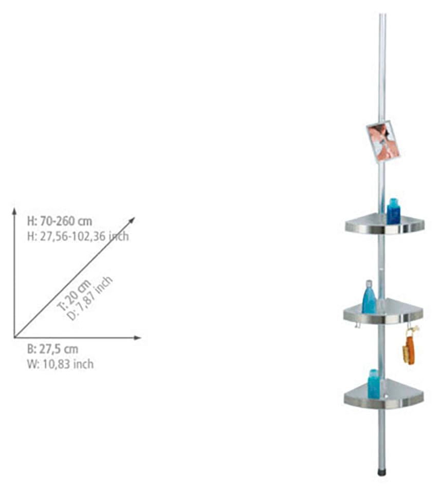 WENKO Duschablage »Premium«, 3 Ablagen, 1 Spiegel