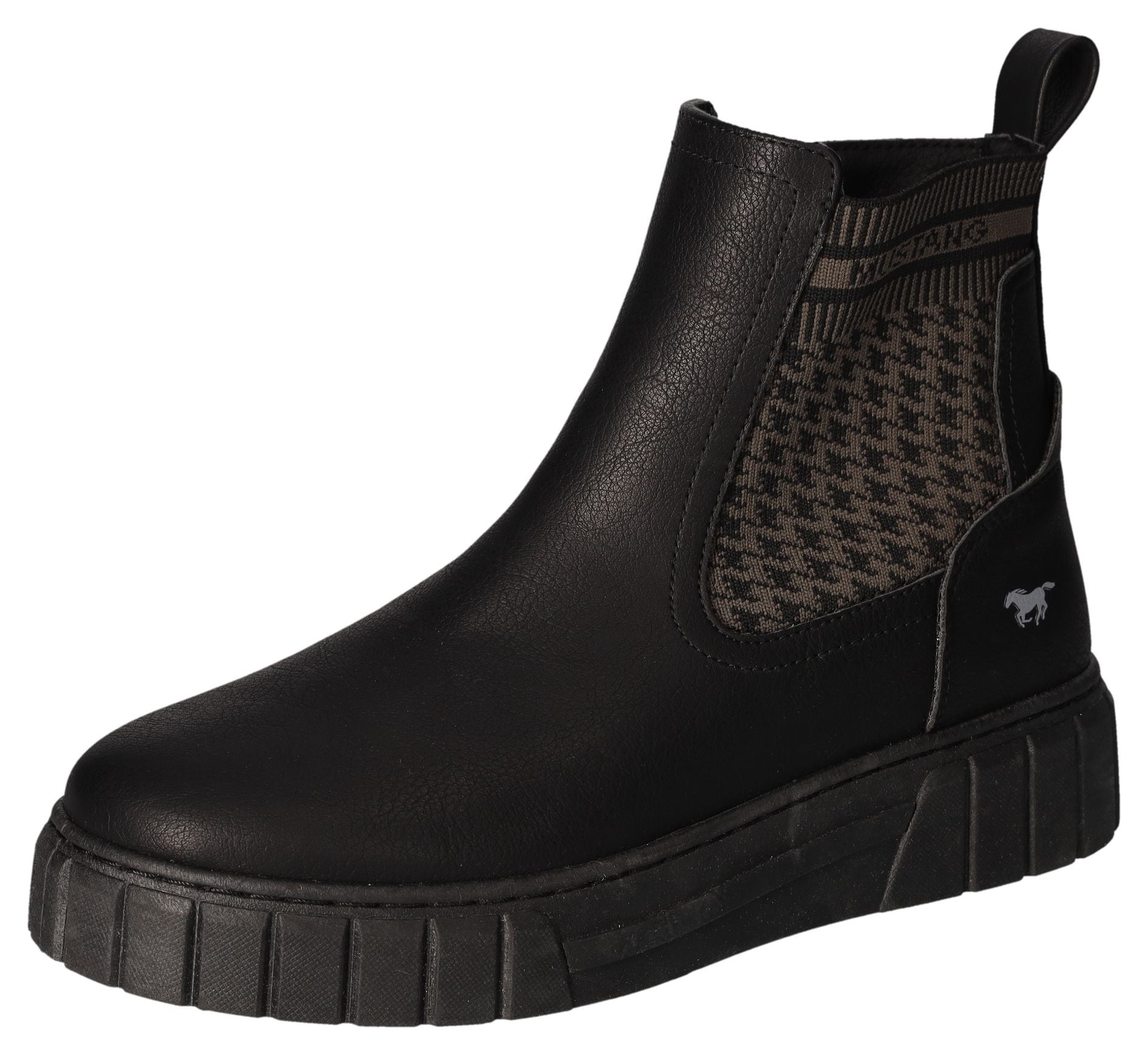 Mustang Shoes Plateaustiefelette, Reissverschluss-Stiefelette mit elastischem Strick-Einsatz aussen