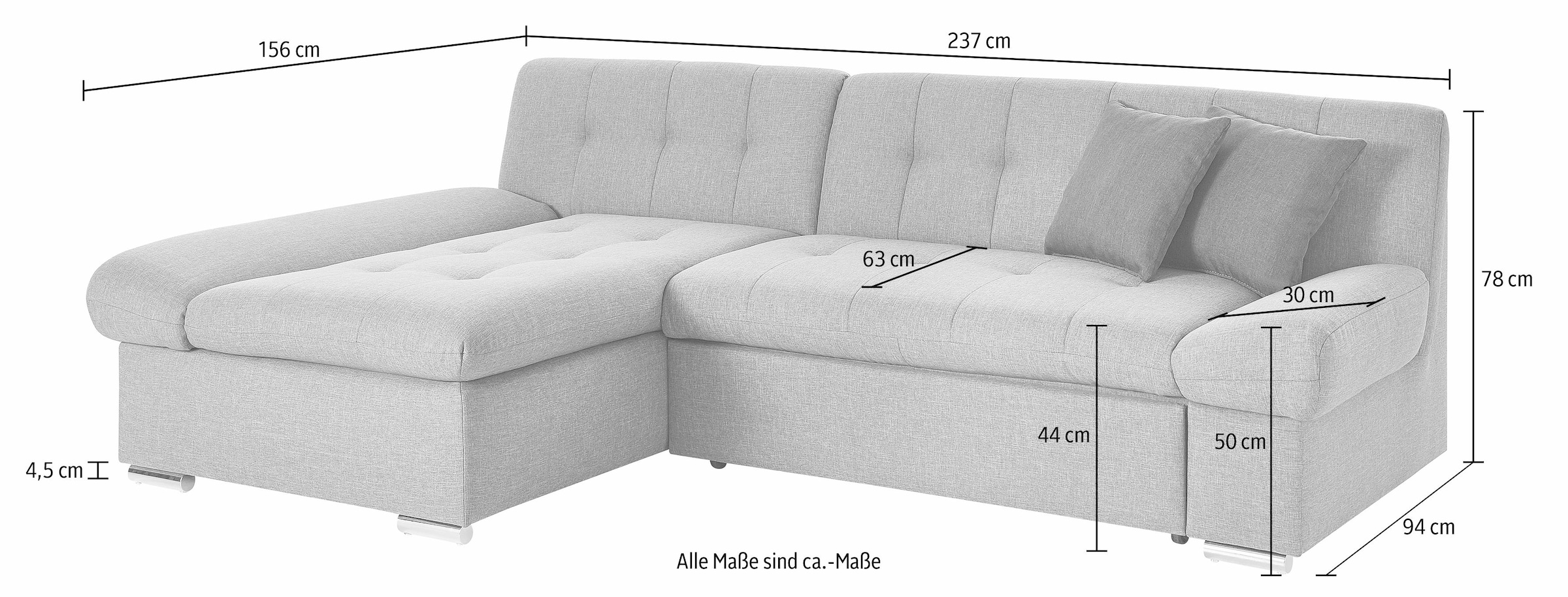 TRENDMANUFAKTUR Ecksofa »Reggae, modern und bequem, aktueller Materialmix, L-Form«, inkl. verstellbare Armlehne, wahlweise mit Bettfunktion