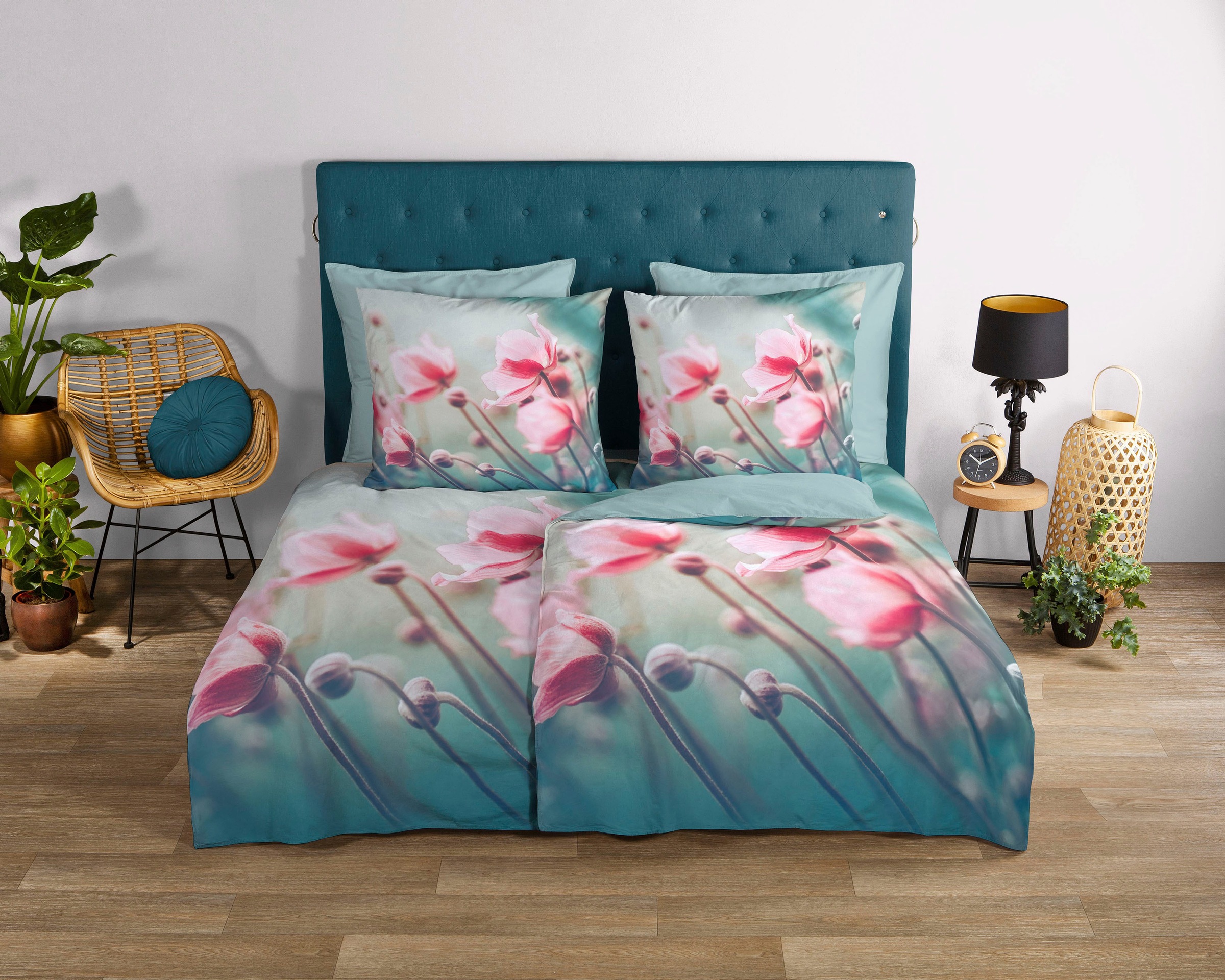 good morning Wendebettwäsche »Lizz«, 100% Baumwolle, Renforcé, 155x220, Reissverschluss, Wendeoptik, Poppy