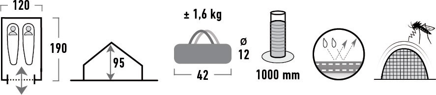 High Peak Hauszelt »Minipack«, 2 St. Personen, (Set, mit Transporttasche)