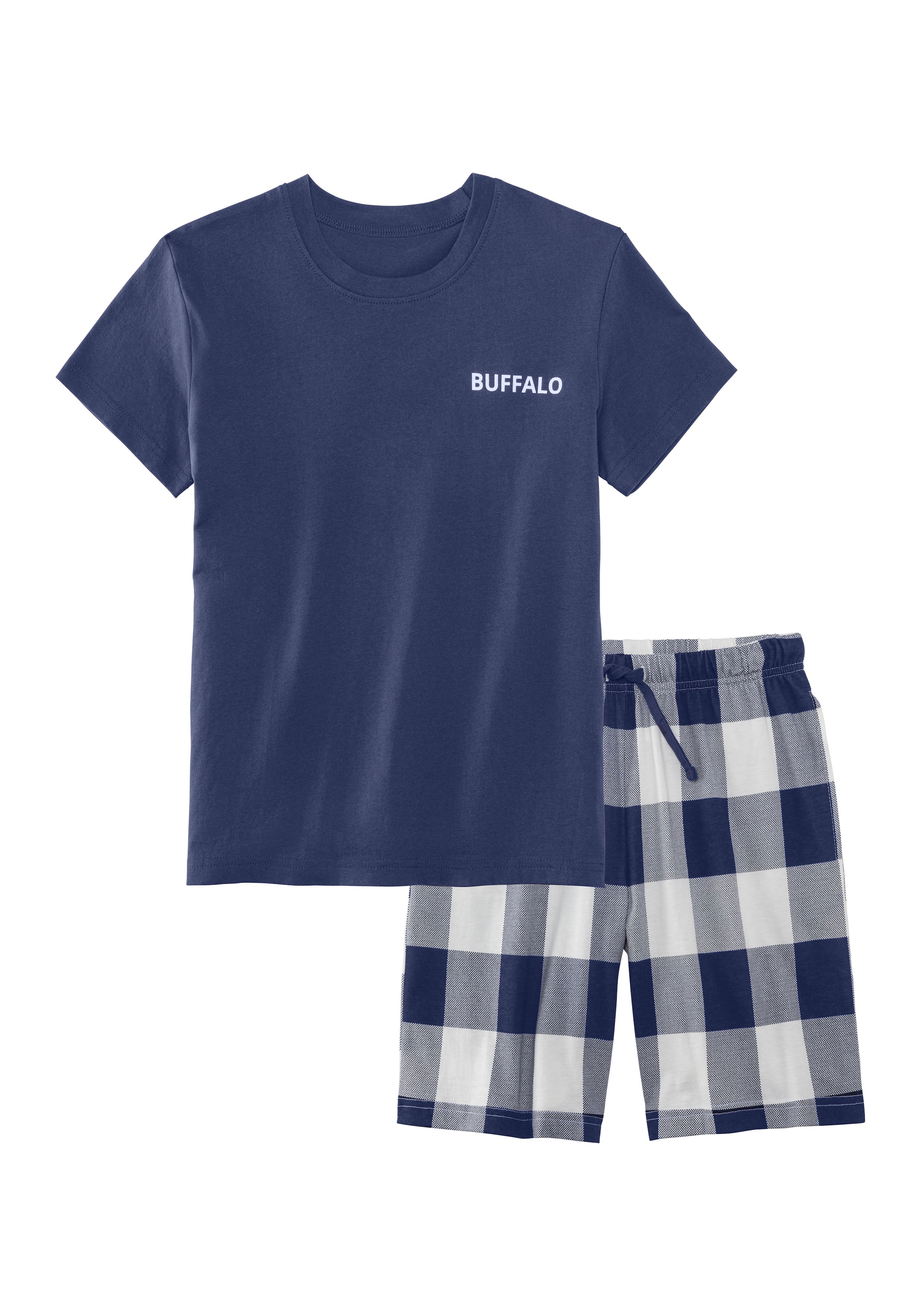 Pyjama, (Packung, 2 tlg., 1 Stück), im coolen Karolook
