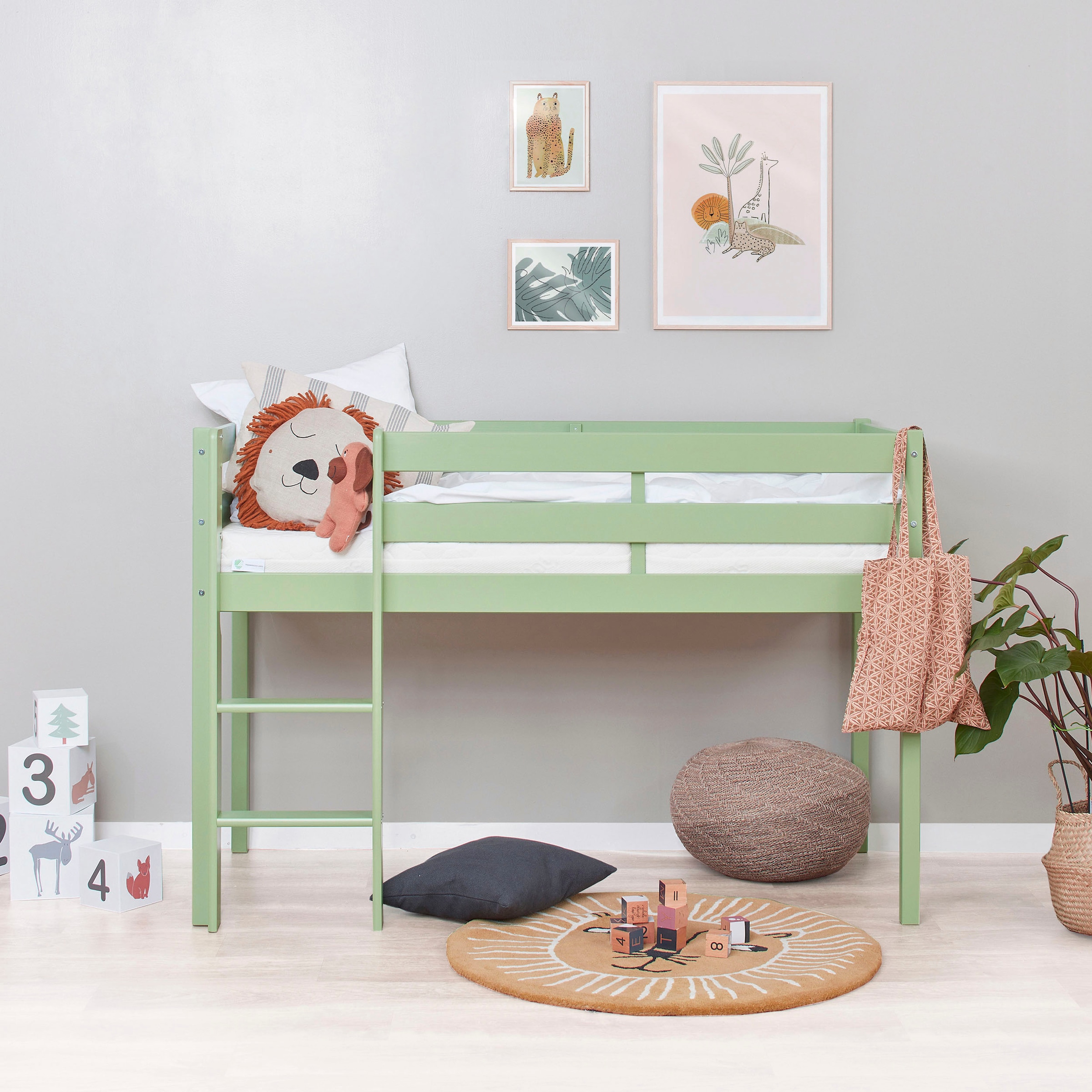 Hoppekids Spielbett »ECO COMFORT, Hochbett, in 2 Einzelbetten teilbar«, Höhe 72cm, Farbe & Grösse & Matratze