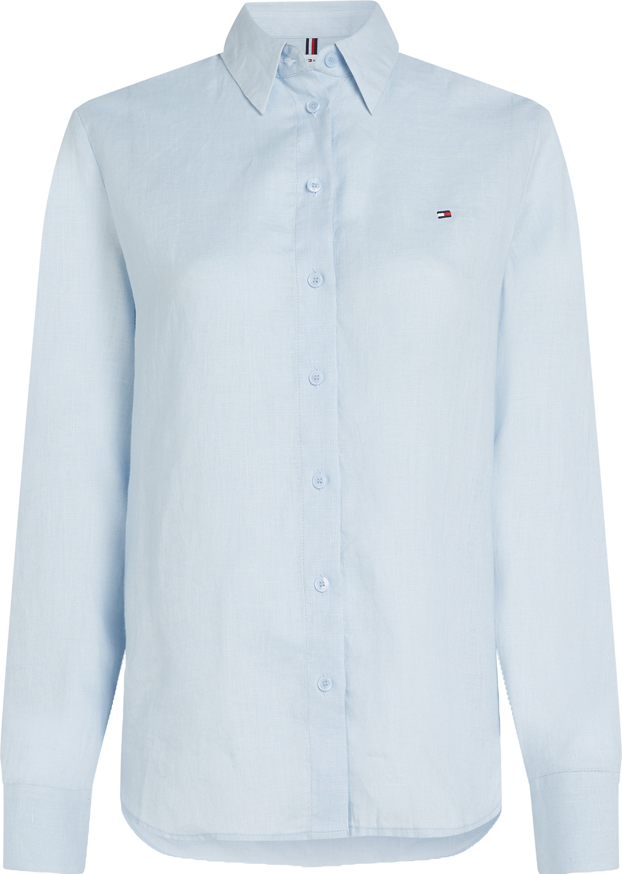Tommy Hilfiger Hemdbluse »ESS LINEN RELAXED SHIRT«, mit Logostickerei,kühlendes Premium Leinen