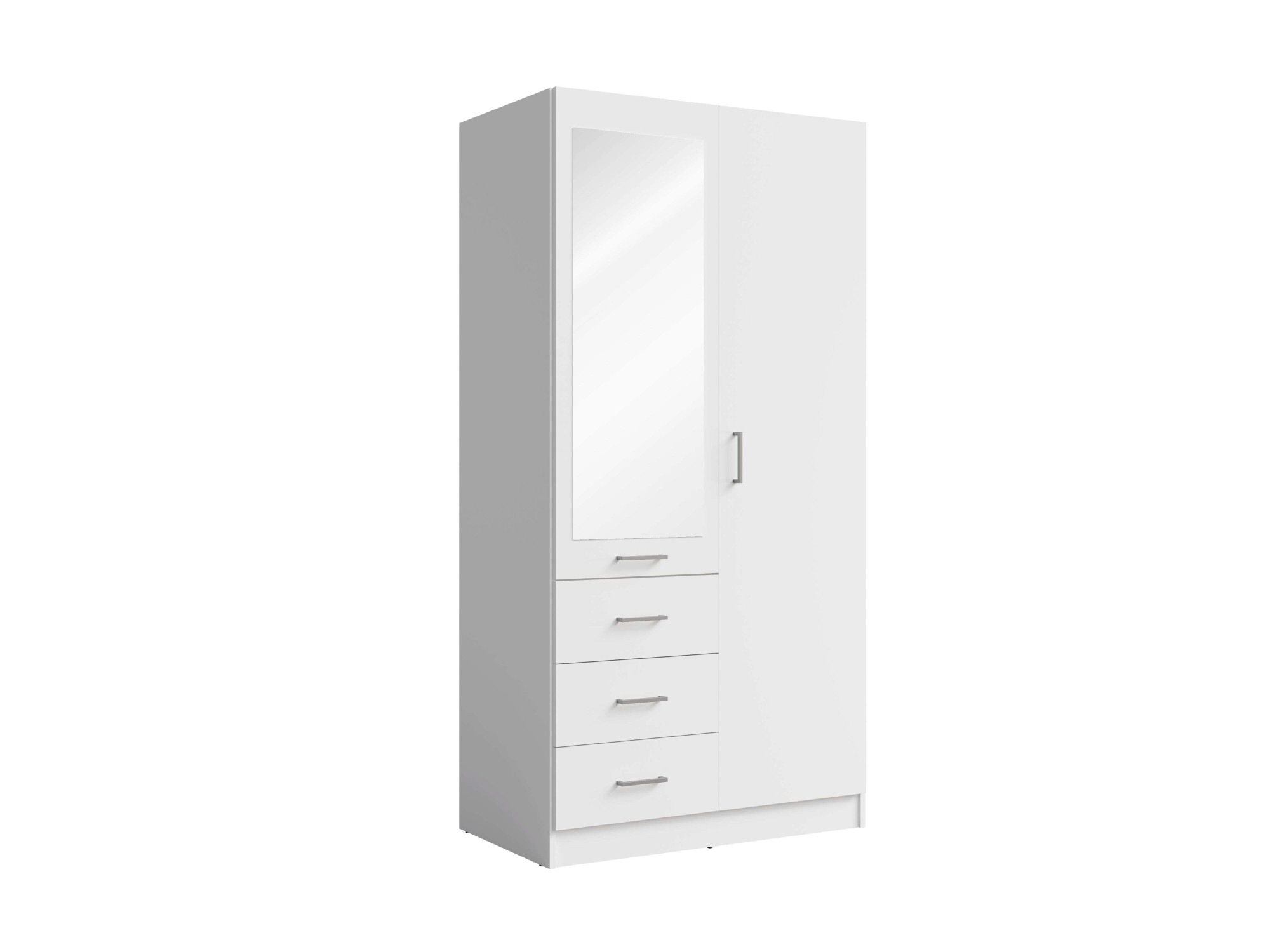 Home affaire Kleiderschrank »KOS Garderobe mit 3 Schubladen, Kleiderstange und Spiegel«, Wäscheschrank mit 2 Drehtüren, silberfarben Griffen, Masse B/H/T 101/200/58cm