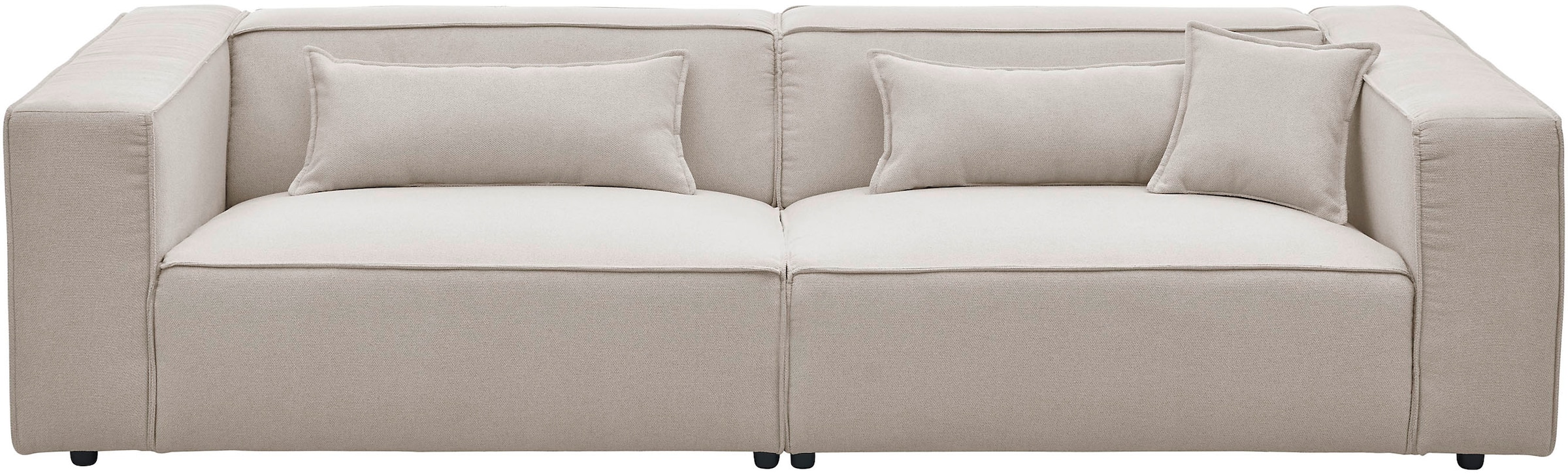 LeGer Home by Lena Gercke 3-Sitzer »PIARA, Couch mit Kedernaht, Sofa in Cord oder Leinenoptik«, schwarze Füsse, bequemer Sitzkomfort