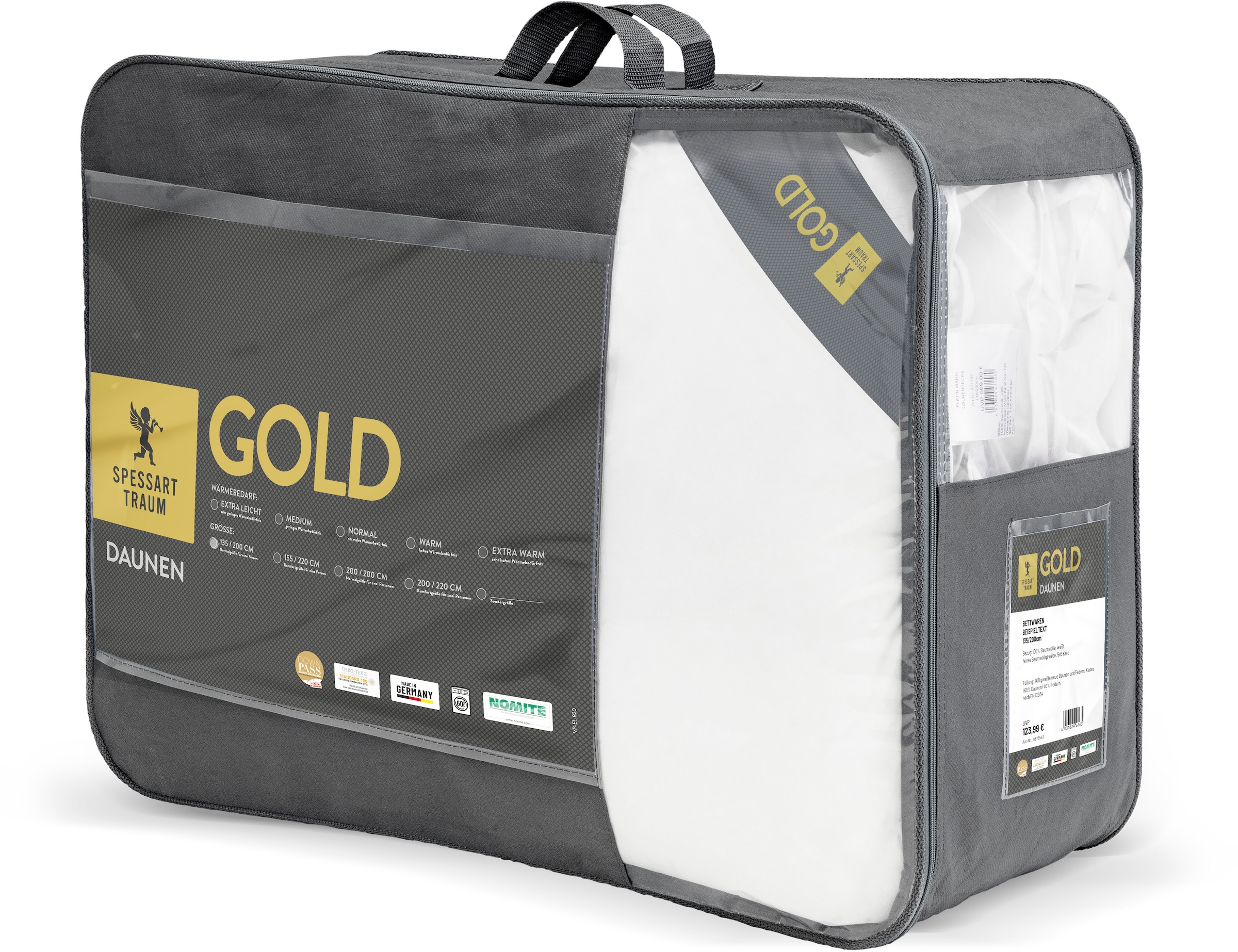 SPESSARTTRAUM Gänsedaunenbettdecke »Gold«, extrawarm, Füllung 100% Gänsedaunen, Bezug 100% Baumwolle, (1 St.), hergestellt in Deutschland, allergikerfreundlich