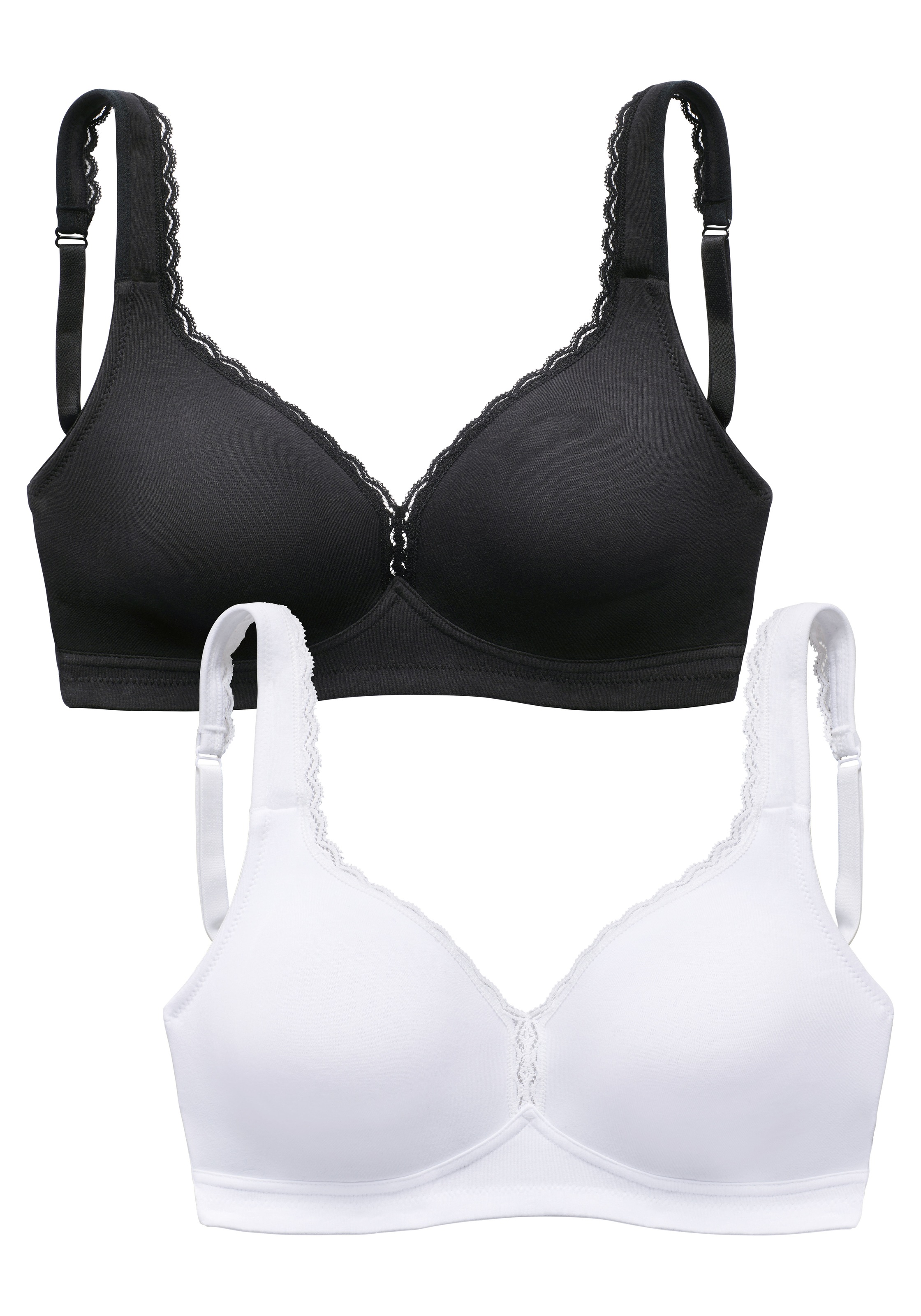 petite fleur by Lascana Entlastungs-BH ", BH ohne Bügel, Baumwoll-BH" Packung, mit breiten, leicht gefütterten Trägern, bequemer BH, große Größen
