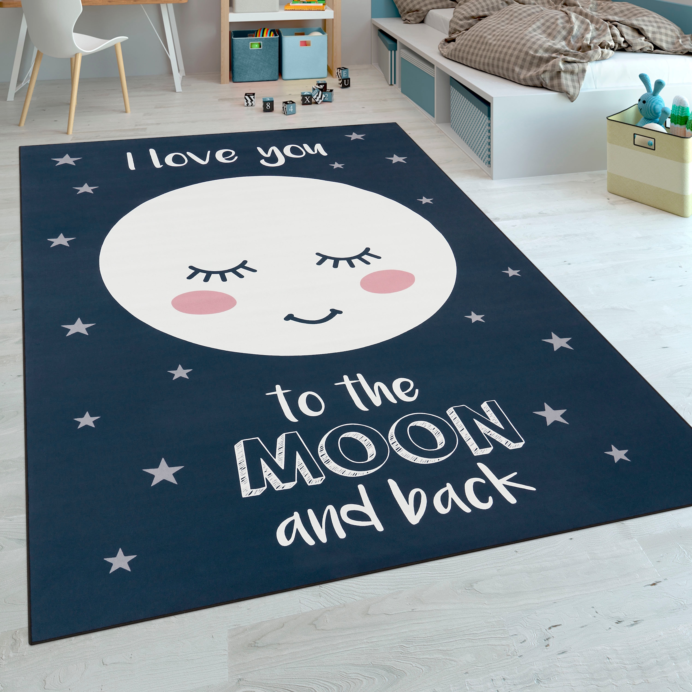 ✵ Paco Home Kinderteppich »Aleyna 103«, rechteckig, Kinder Design,  niedliches Mond Motiv mit Schriftzug, Kinderzimmer günstig entdecken |  Jelmoli-Versand
