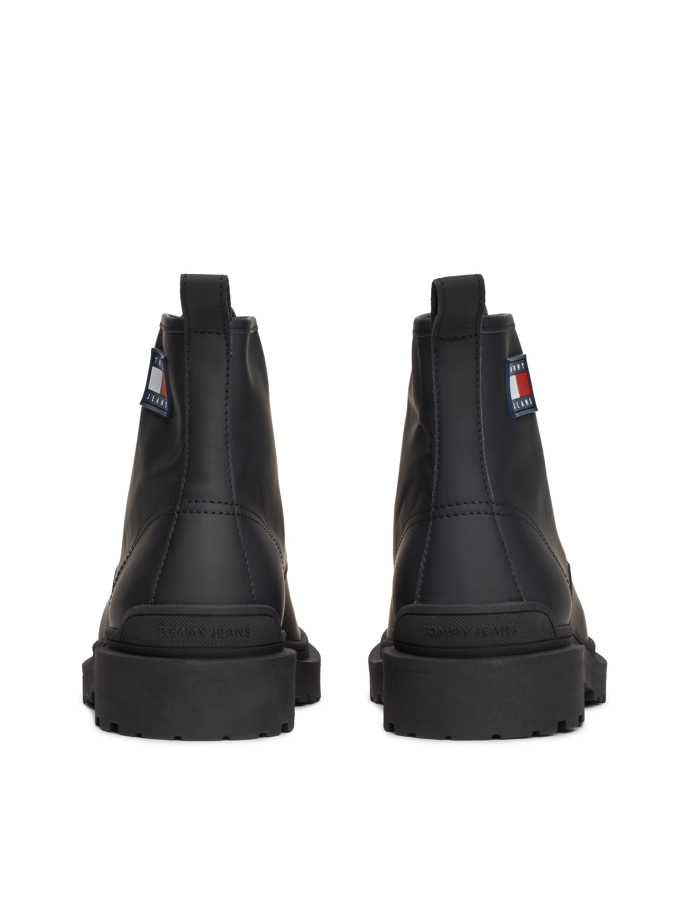 Tommy Jeans Schnürboots »TJM LEATHER LACE UP BOOT«, Blockabsatz, Schnürstiefelette mit seitlicher Logoflag