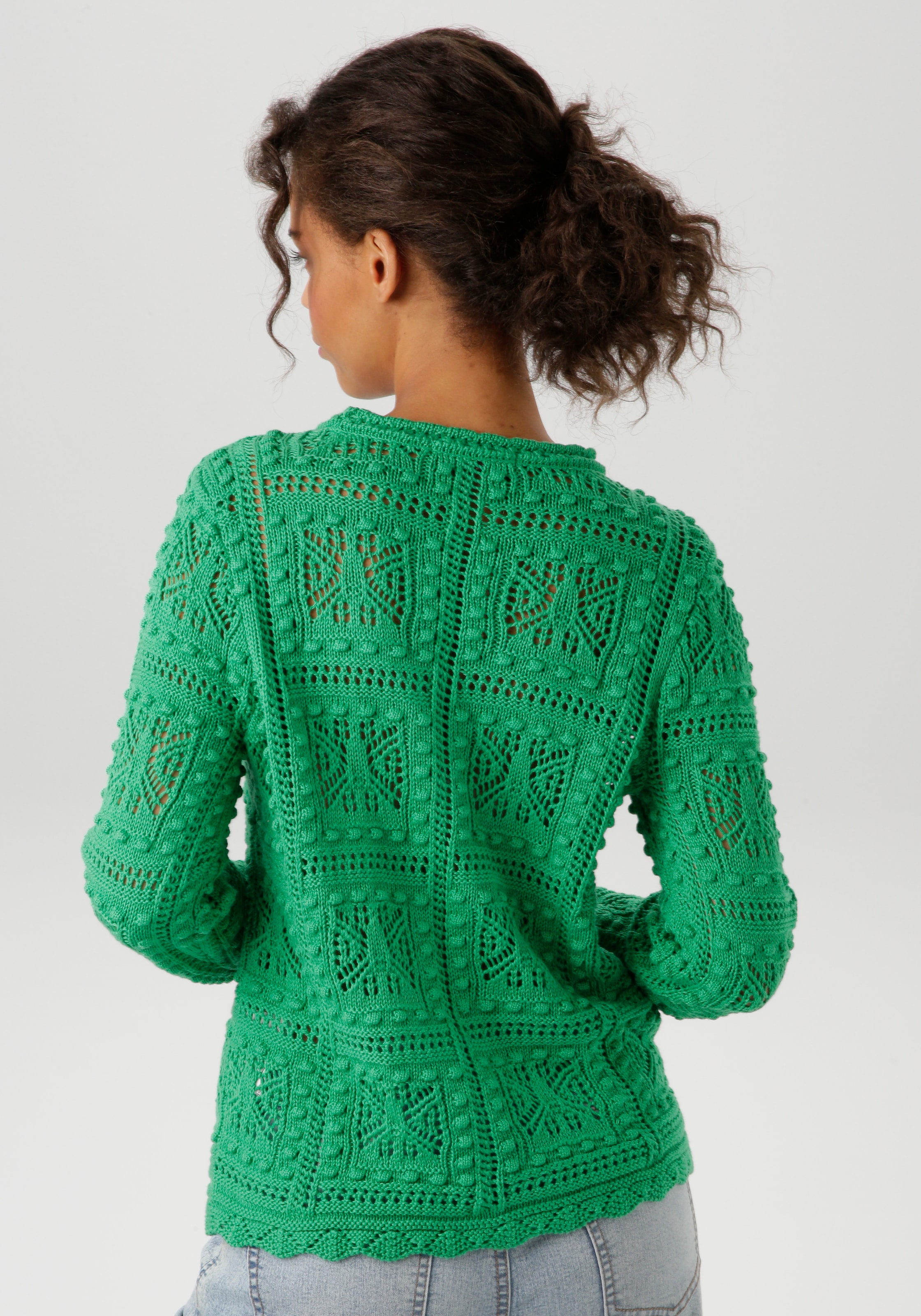 Aniston CASUAL Strickpullover, im attraktiven Ajour-Muster-Mix