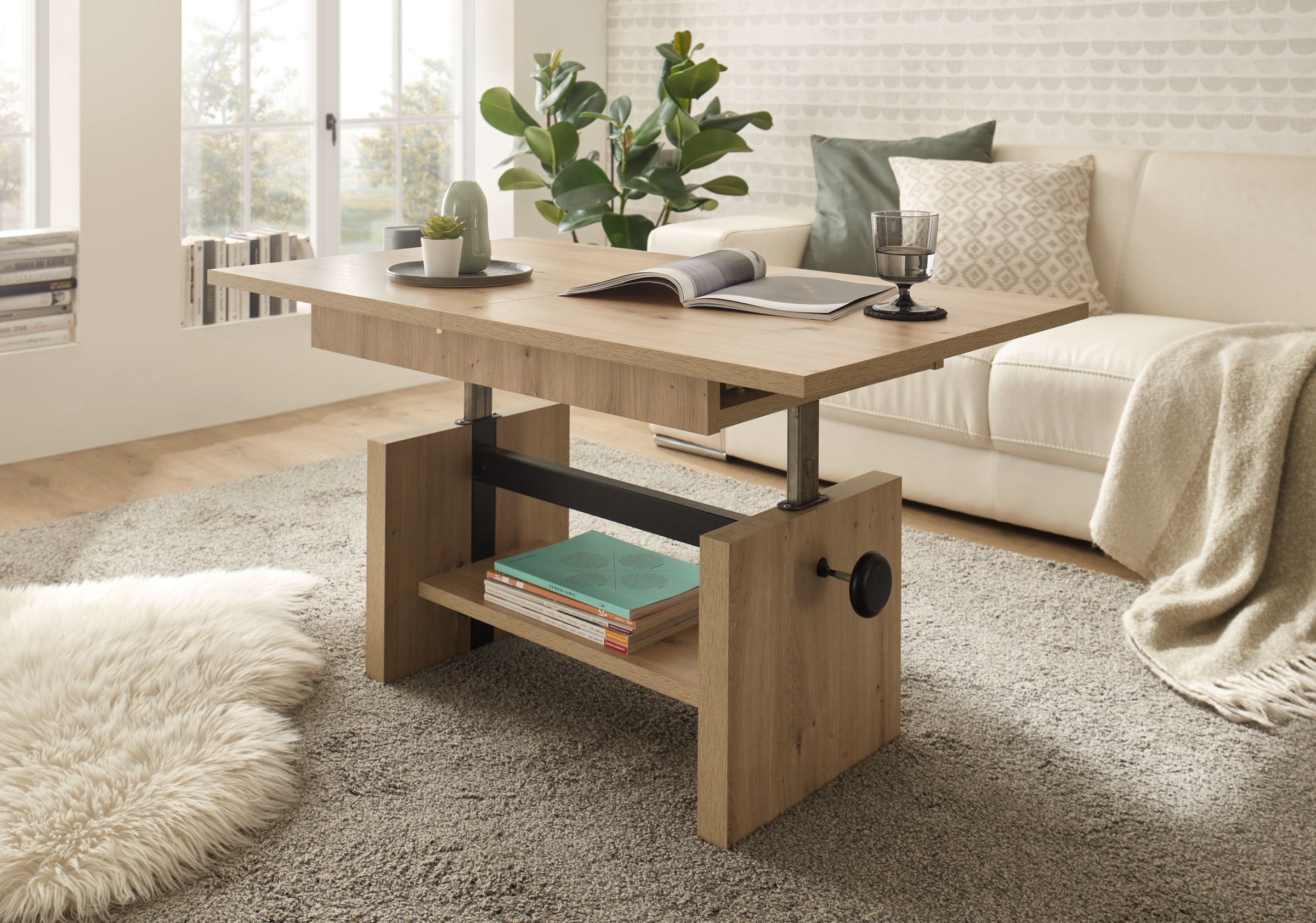 Stolkom Couchtisch »Event höhenverstellbar, ausziehbar, BxHxT 110-150x48-63x65 cm«, Höhenverstellbar mit Liftmechanik und ausziehbar in 3 Farbausführungen