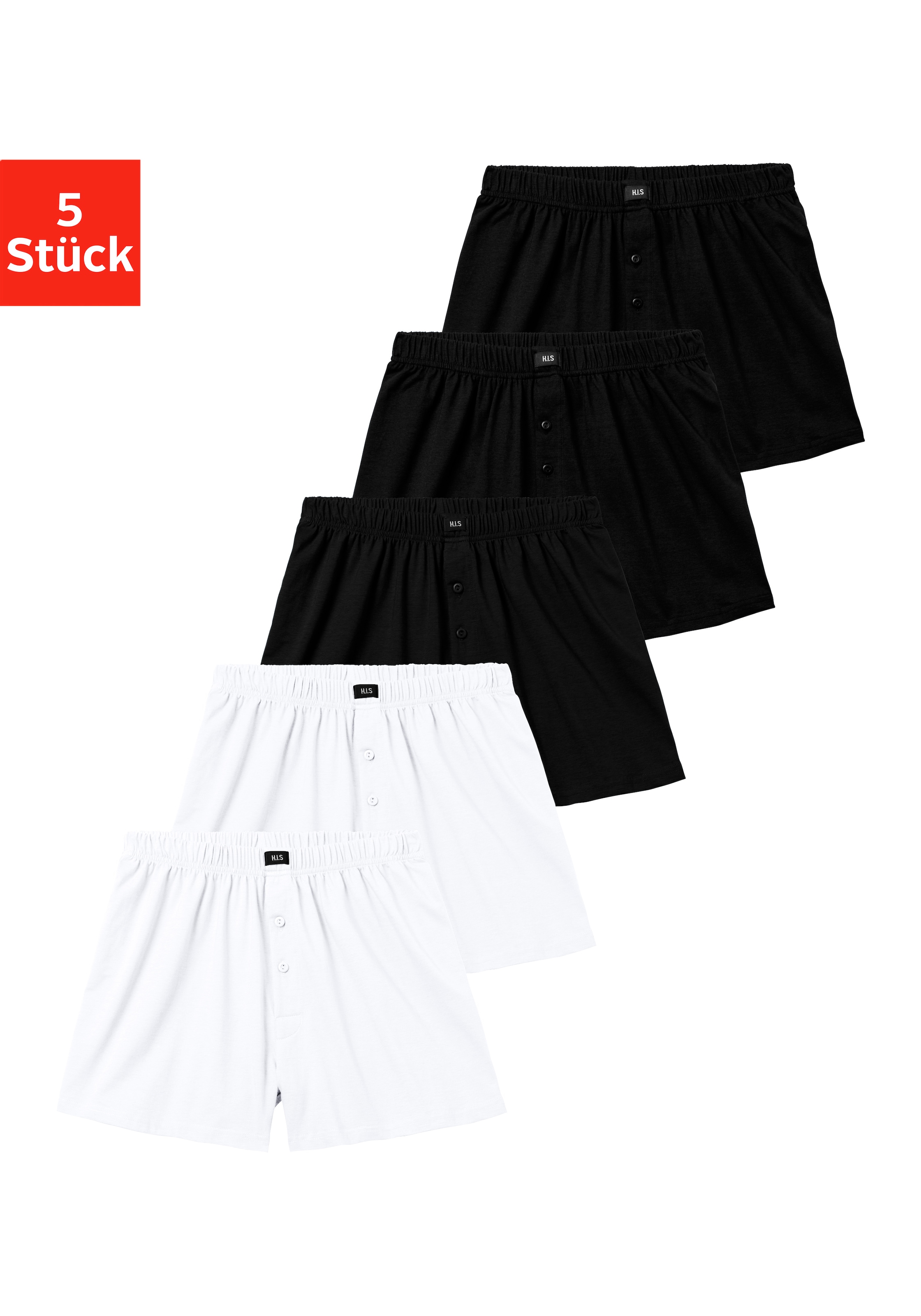 H.I.S Weiter Boxer »Herren Boxer« Packung, 5 Stk. weite Passform, Komfortbund, aus Baumwoll-Stretch