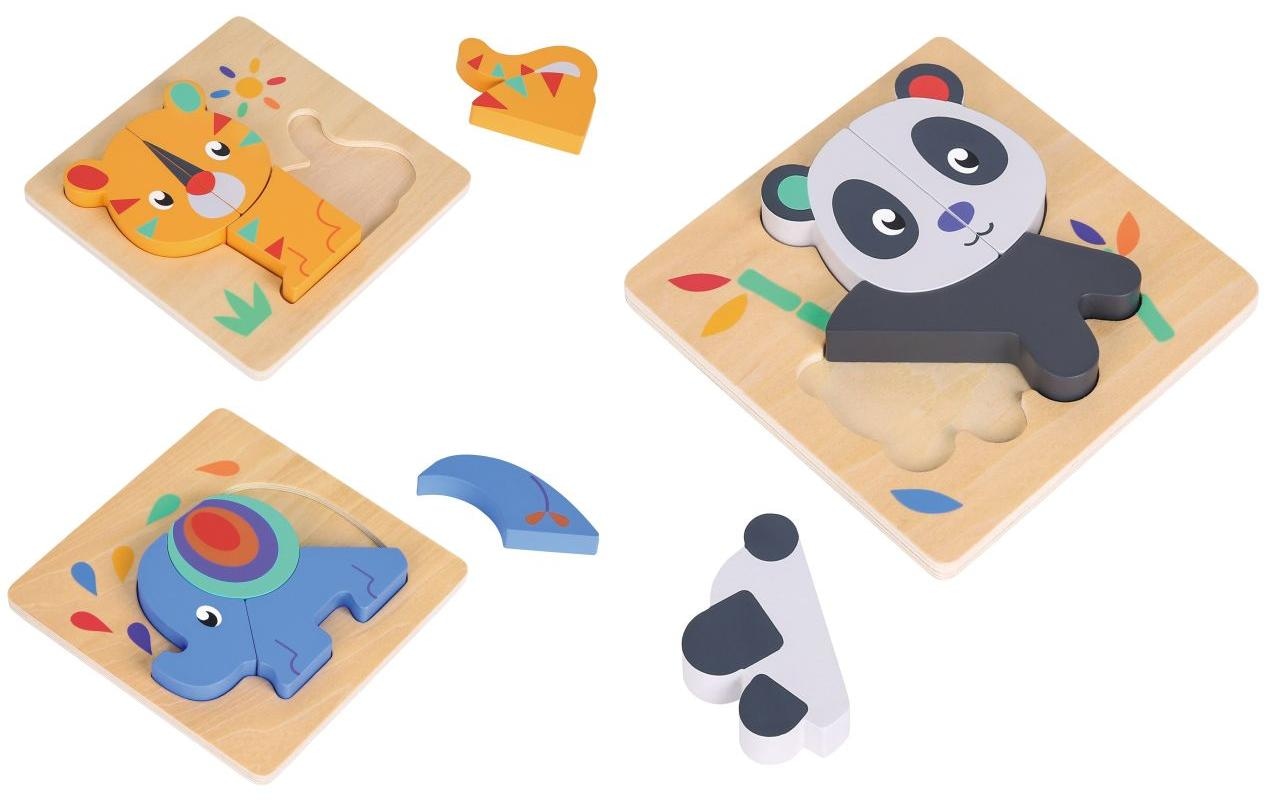 Spielba Lernspielzeug »Puzzle-Set mit Panda, Elefant, Giraffe«