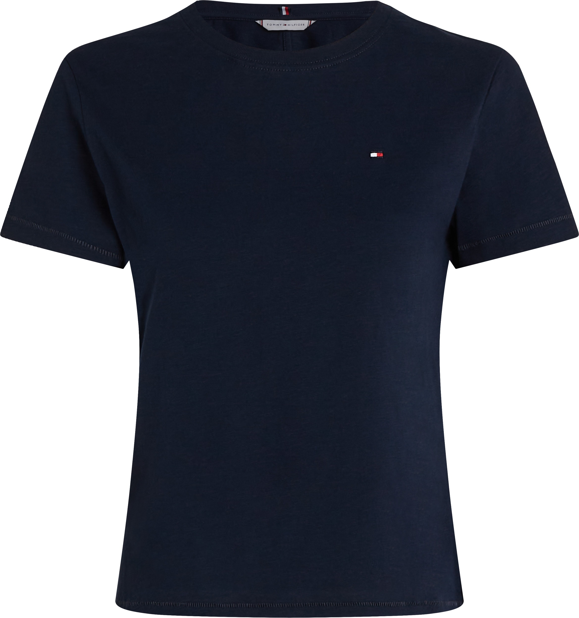 Tommy Hilfiger Rundhalsshirt »SLUB REG C-NK SS«, mit Flammgarn-Struktur, mit Logostickerei