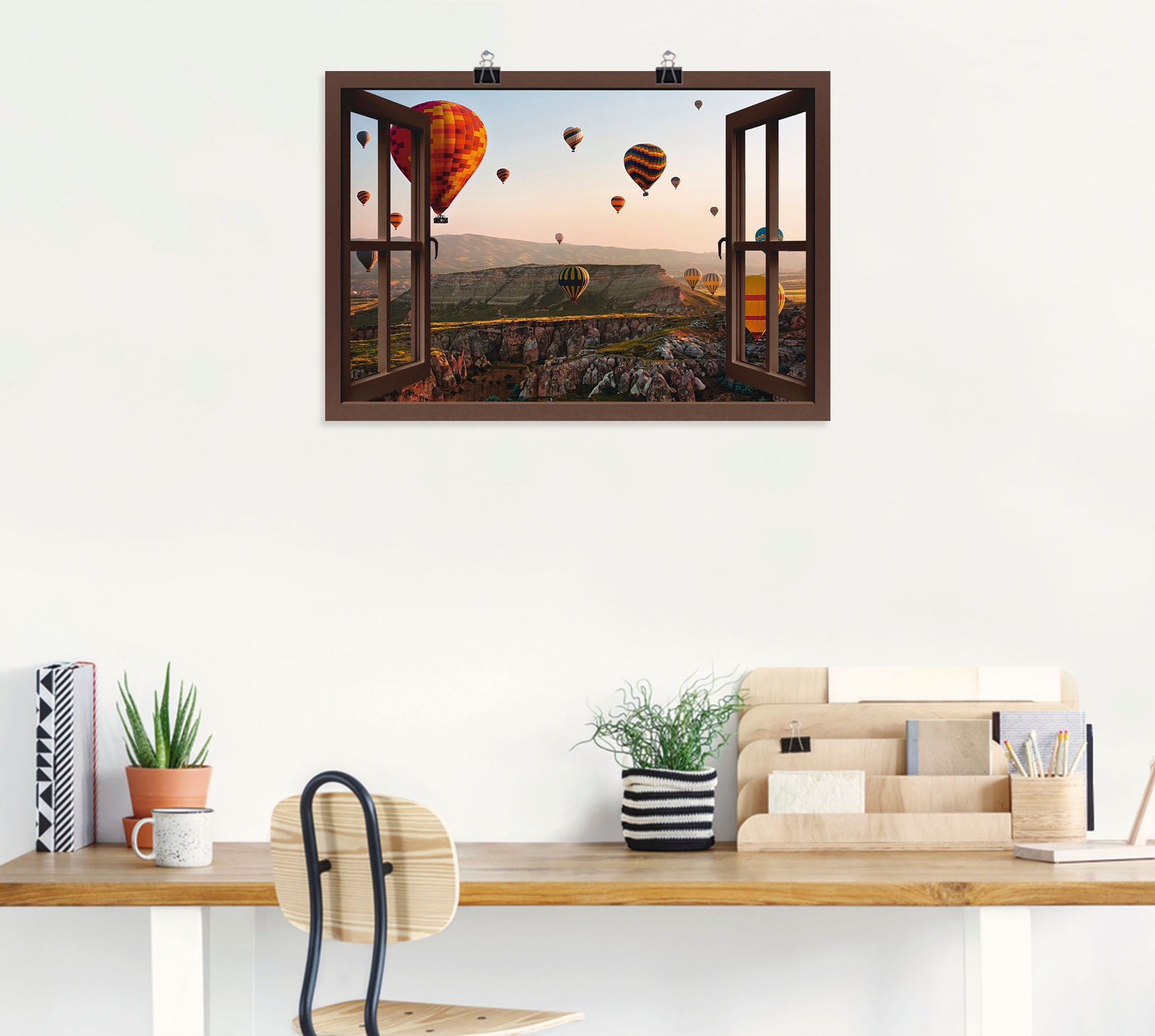 Artland Wandbild »Fensterblick Kappadokien Ballonfahrt«, Ballonfahren, (1 St.), als Leinwandbild, Poster, Wandaufkleber in verschied. Grössen